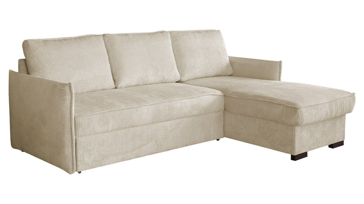 Cord Ecksofa MEGAN Bettkasten geoeffnet