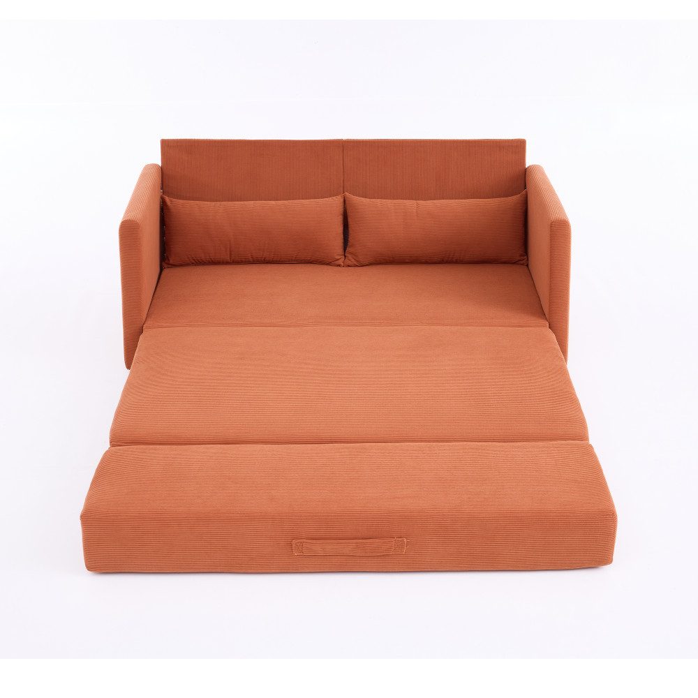 Cord Schlafsofa BBWL in Orange Seitenansicht