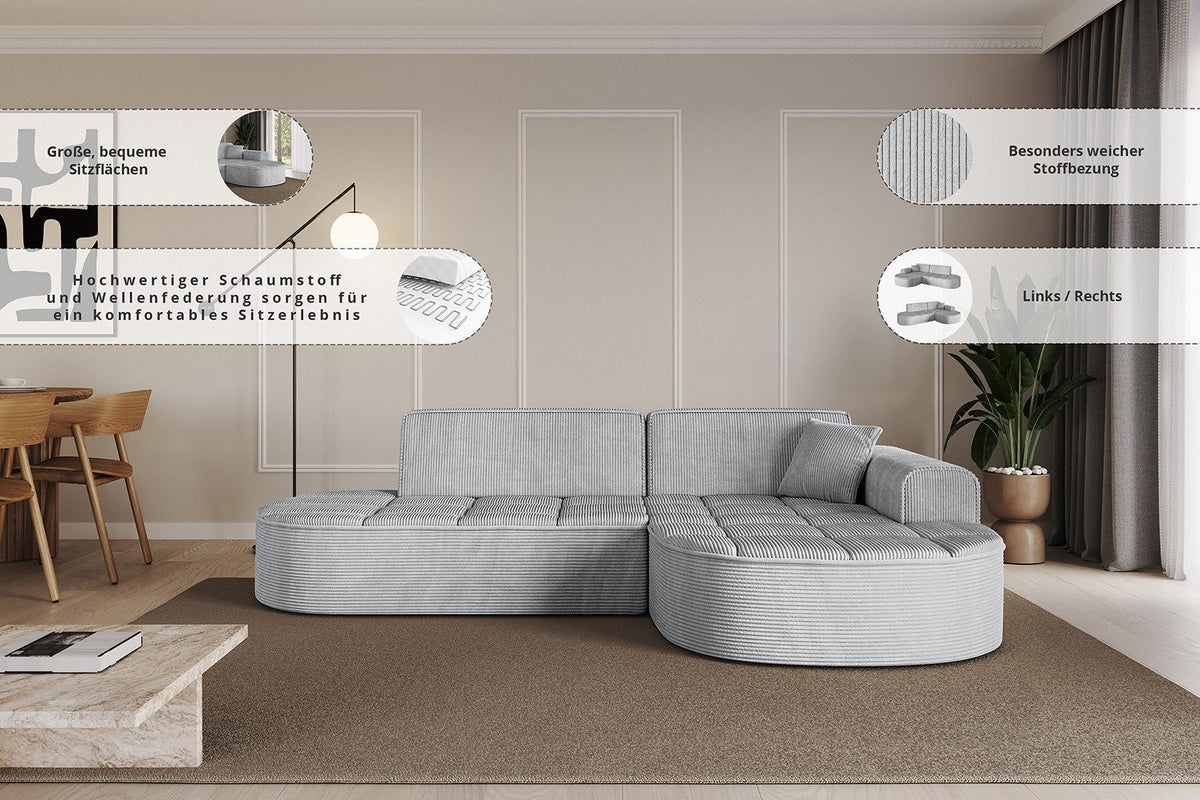 Cord Ecksofa TARO-L1 Detailansicht des Cordbezugs