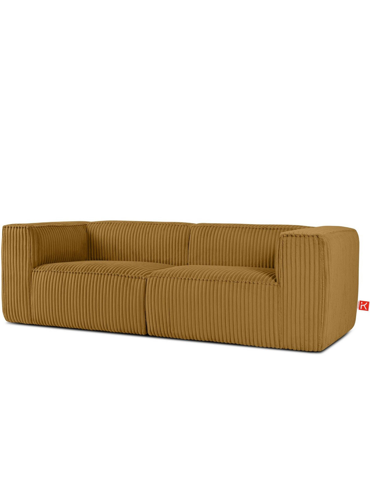 Seitenansicht des gelben Cord Sofas FEROX