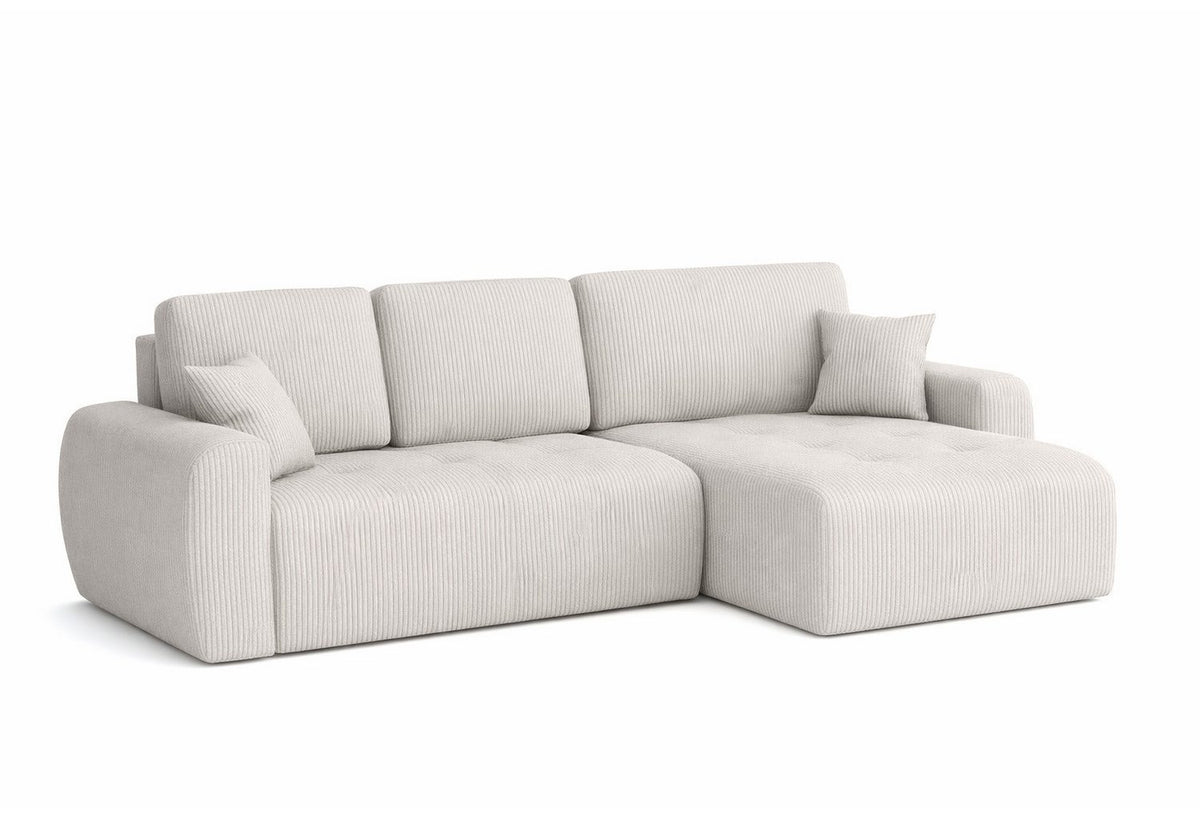Geöffneter Bettkasten des Cord Ecksofas IVO L