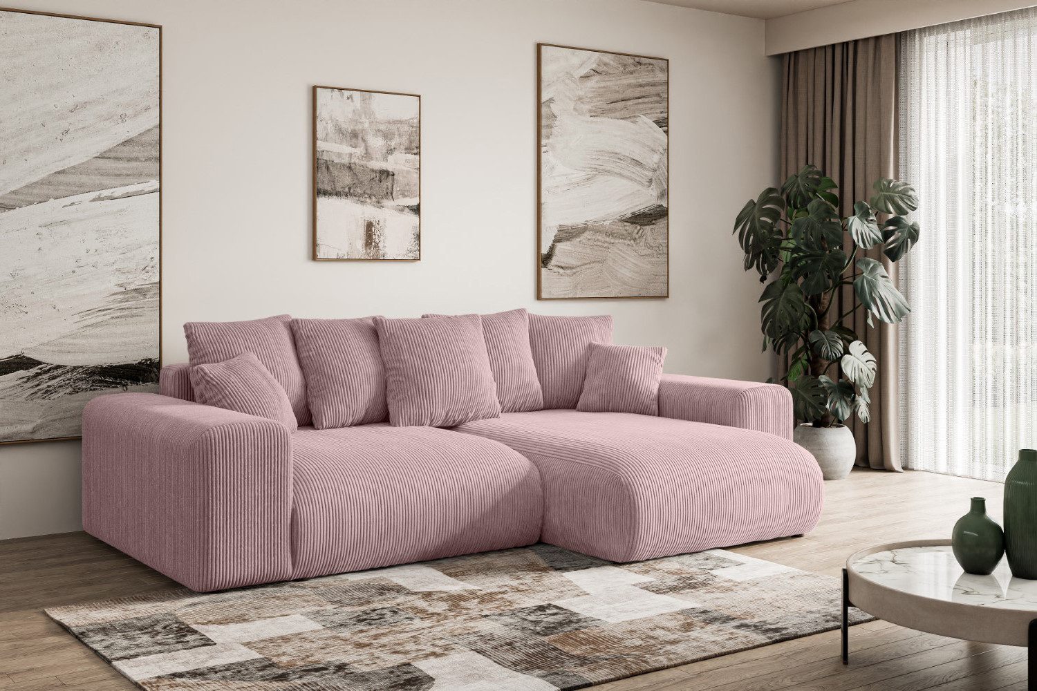 Ottomane des Cord Ecksofas ESKAR-L