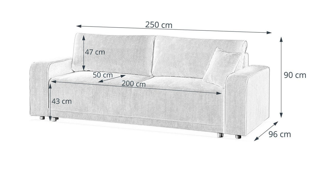 Gesteppte Rückenlehne des Cord Schlafsofas PRIMO