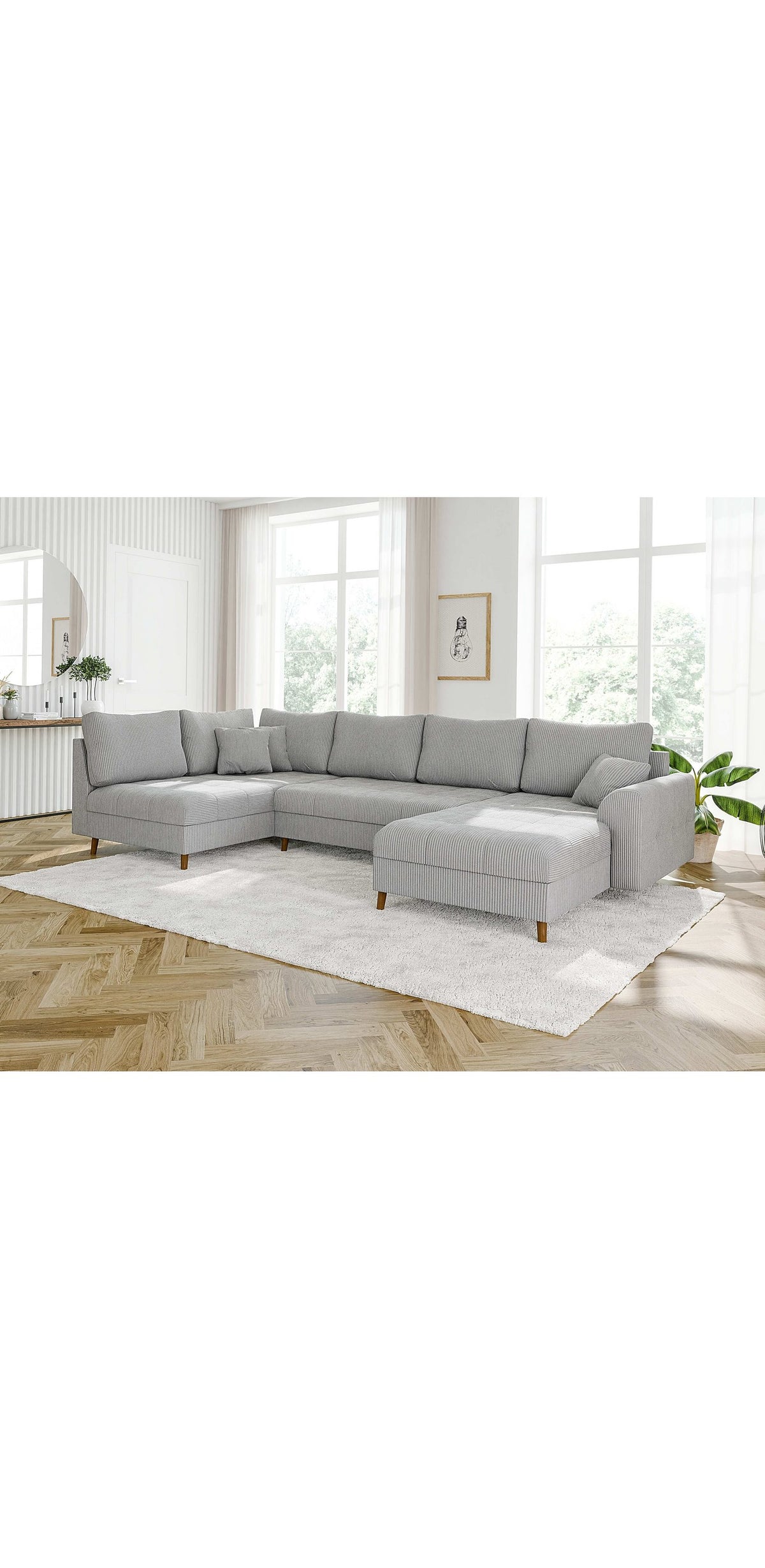 Massivholzfuss der Cord Wohnlandschaft ZARA in Braun