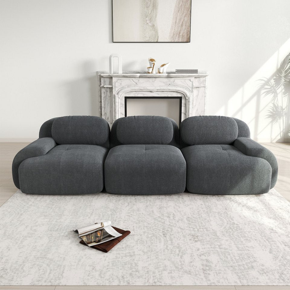Modulares Cord Sofa in Grau mit 298 cm Breite