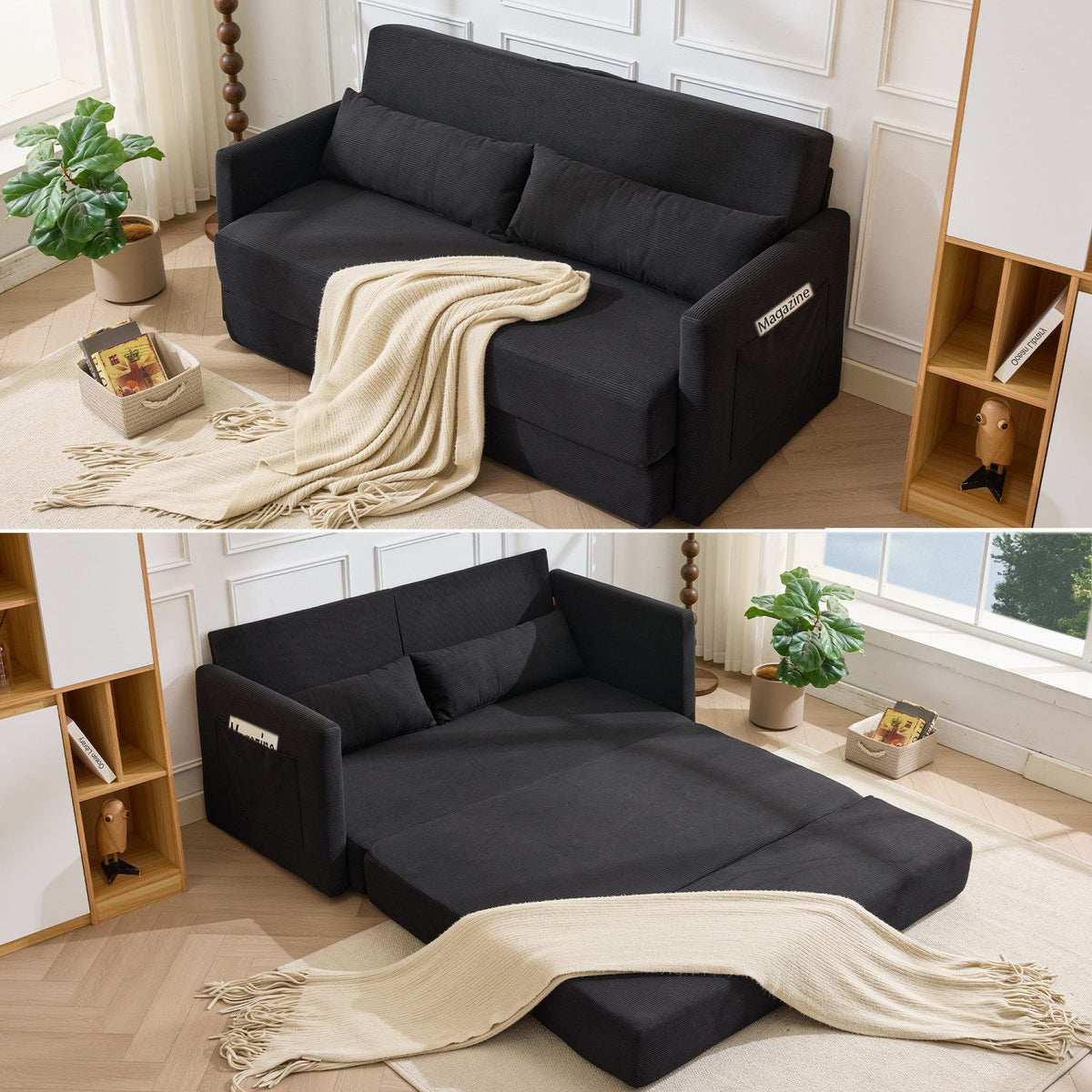 Detailaufnahme des schwarzen Cordstoffs