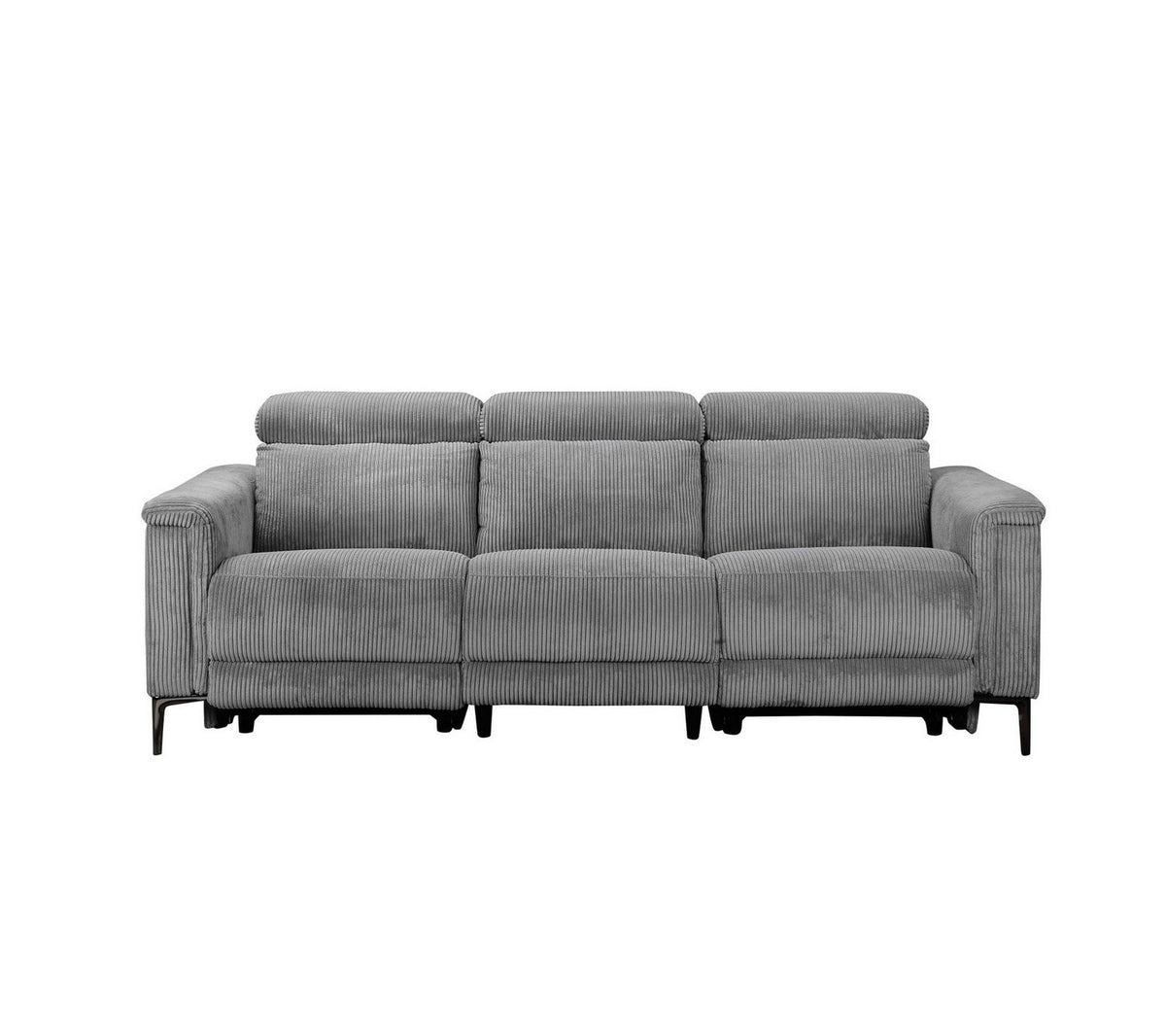 Cord Sofa LUND in Grau von vorne