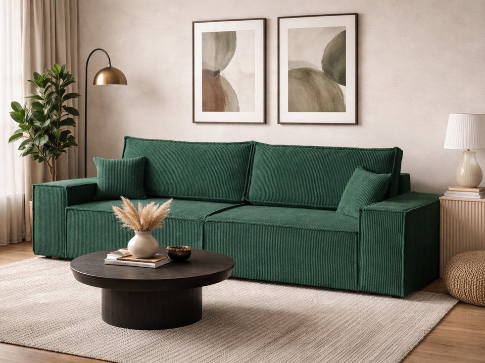 Cord Schlafsofa PRADA mit Steppung und Bettkasten