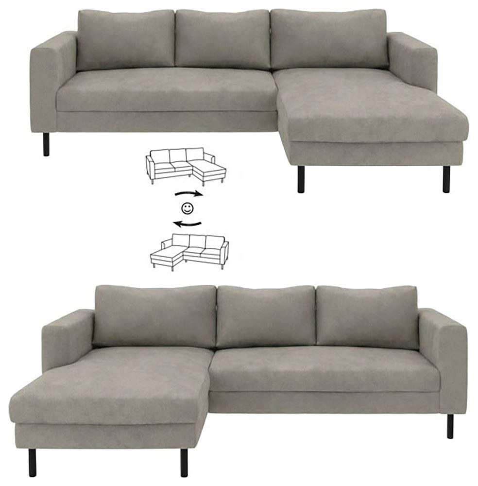 Cord Ecksofa AMAZING II in Grau von der Seite