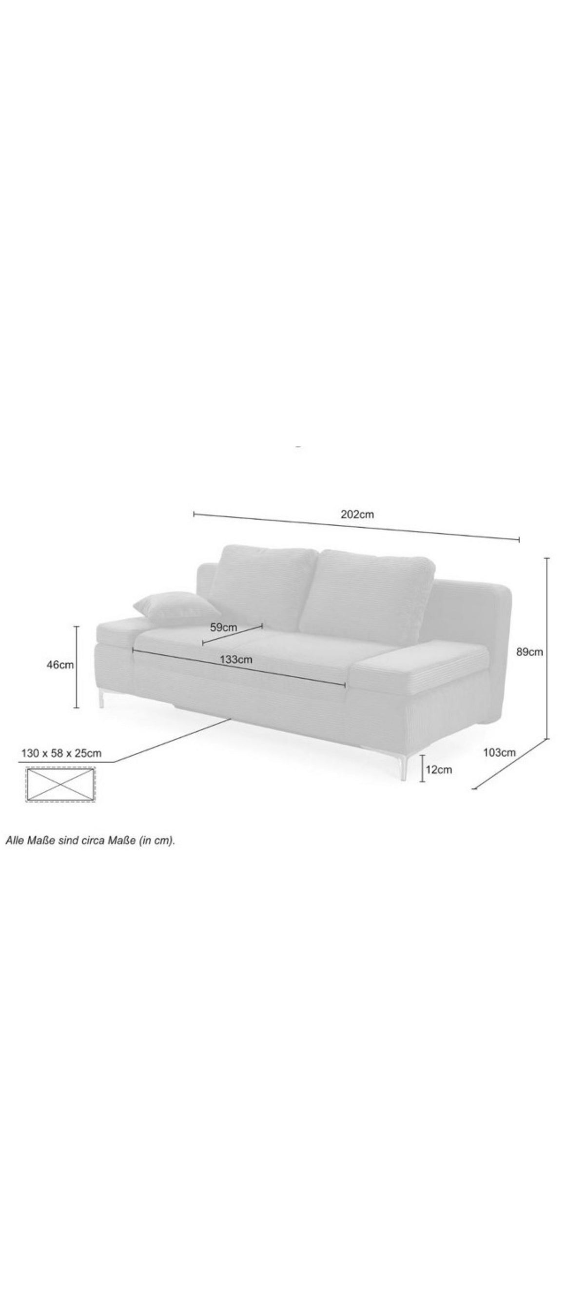Cord Schlafsofa 15203 in Beige Grau im Wohnraum