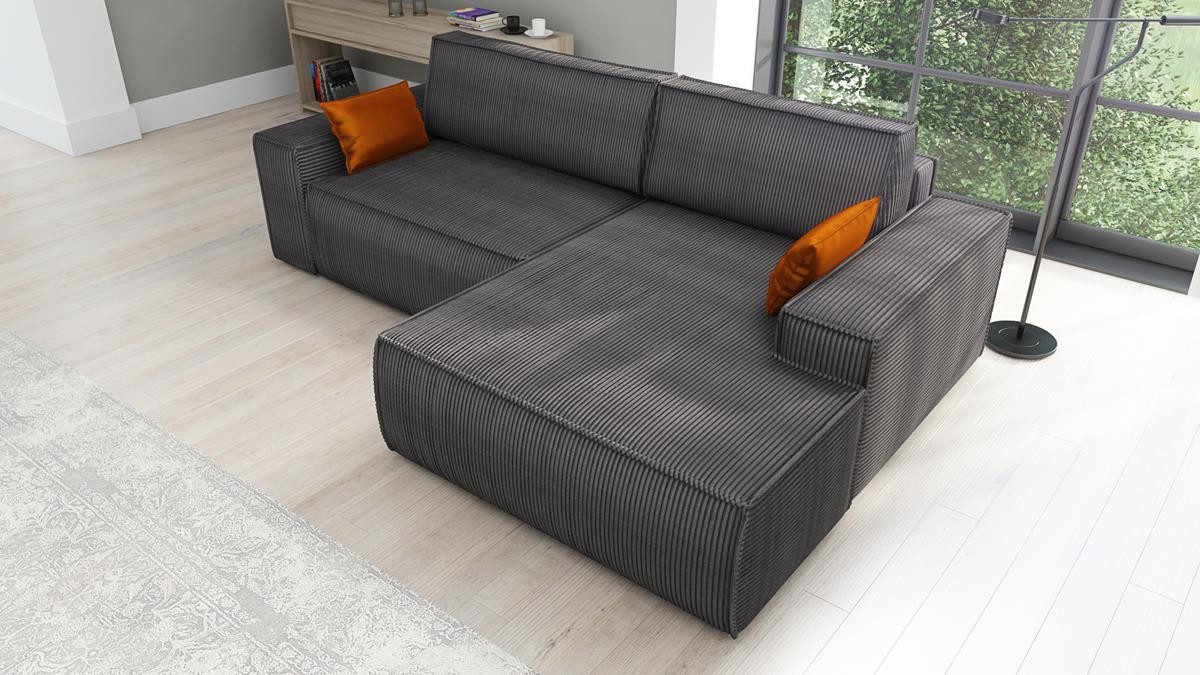 Cord Ecksofa TOR in Graphit Detail des Cord-Bezugs