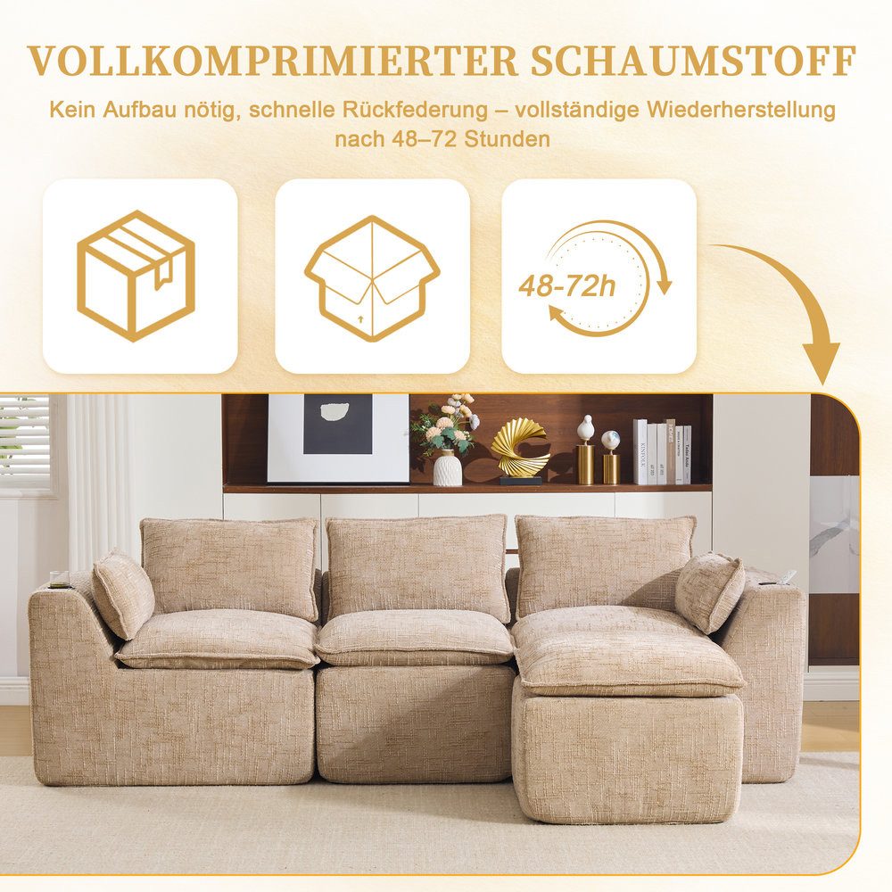 Seitentasche und Getränkehalter des Ecksofas ODIKALO