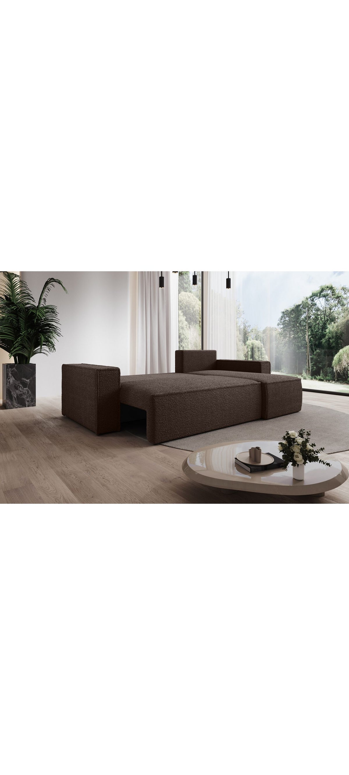 Cord Ecksofa LORENZO mit ausgeklappter Schlaffunktion