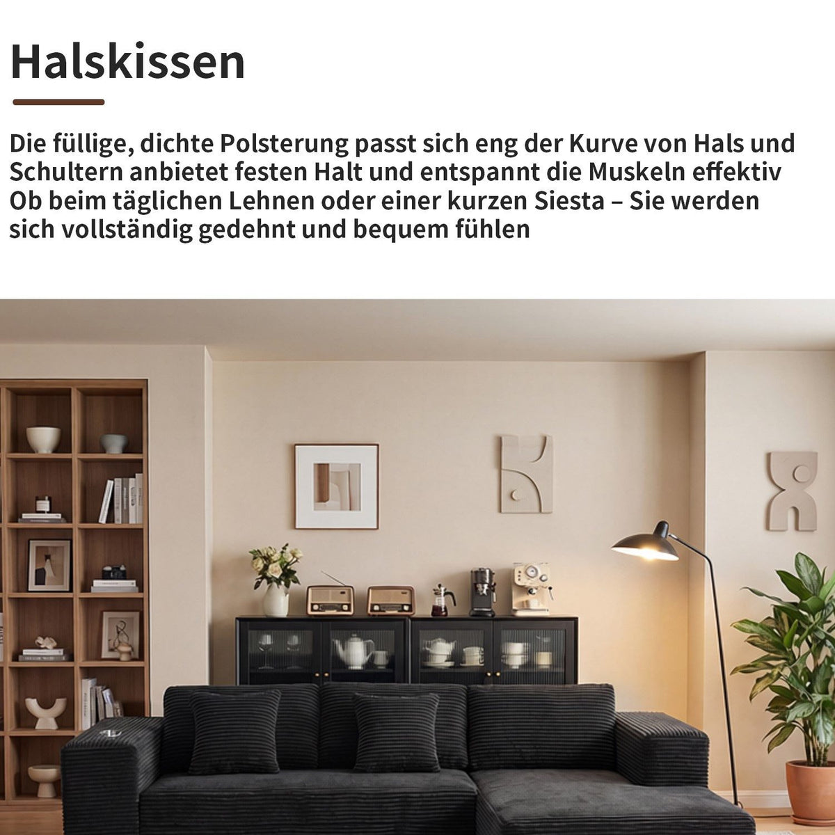 Seitenfach des Cord Ecksofas FIVEWILLOWISE im Detail