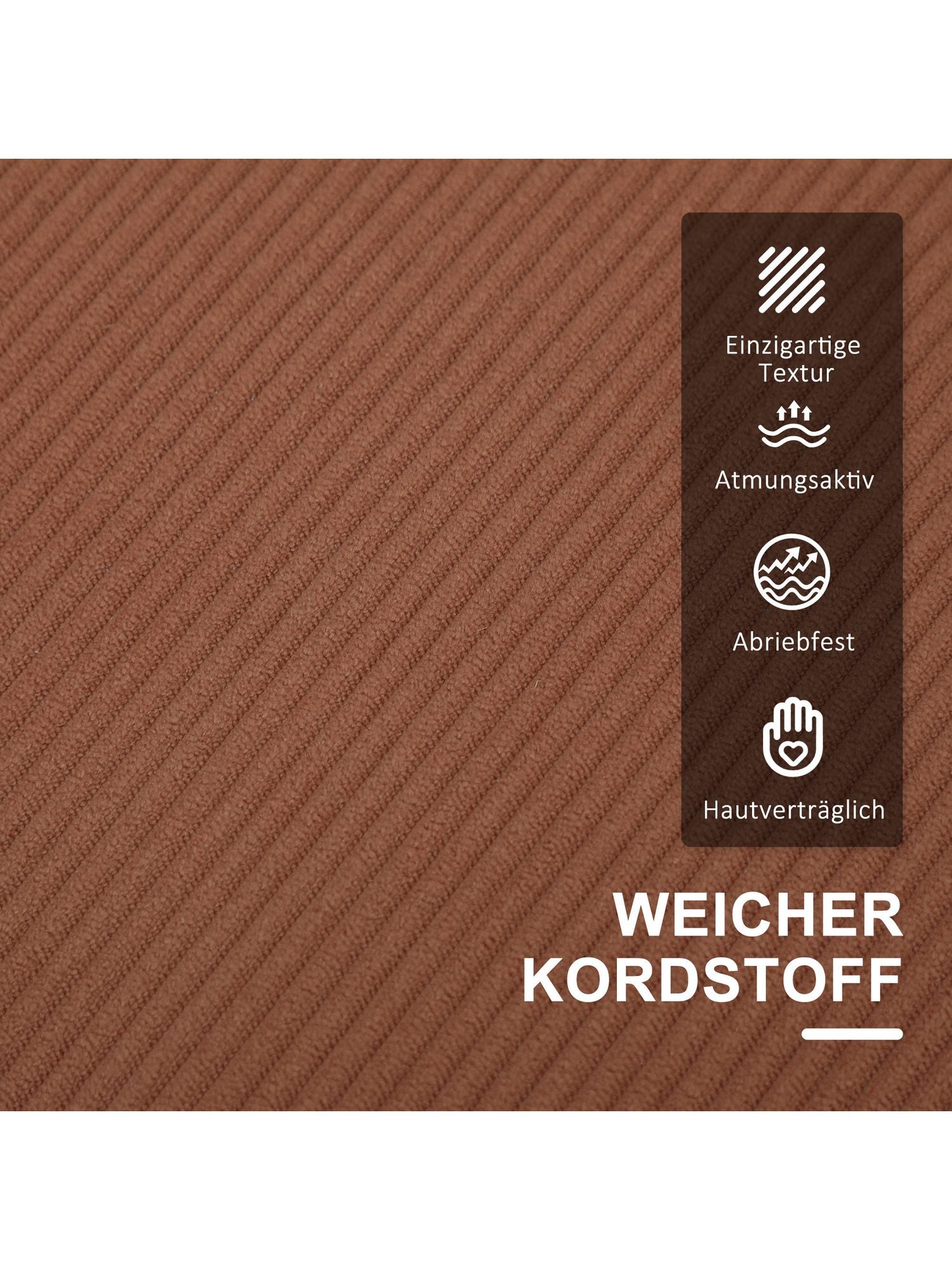 Oranger Cordstoff des Sofas LOVESEAT im Detail