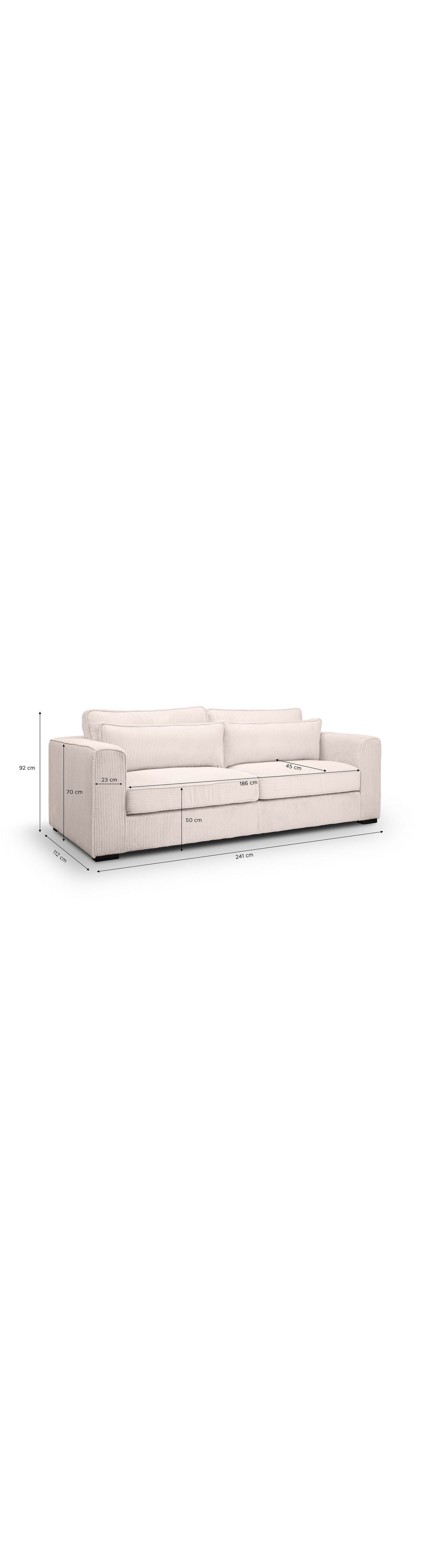 Cord Sofa ALMIRA von der Seite mit Armlehne