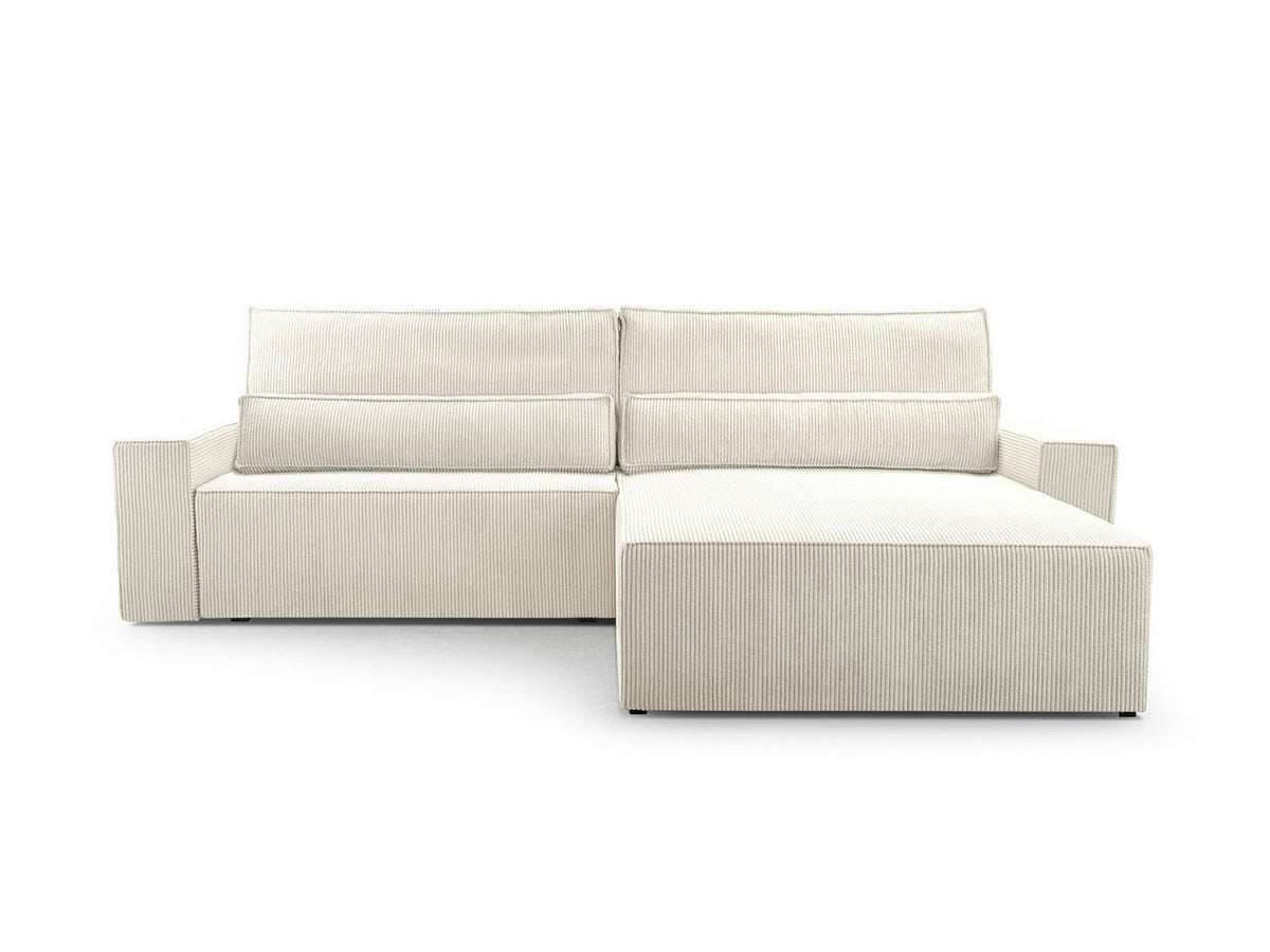 Cord Ecksofa STELLA in Weiss von vorne