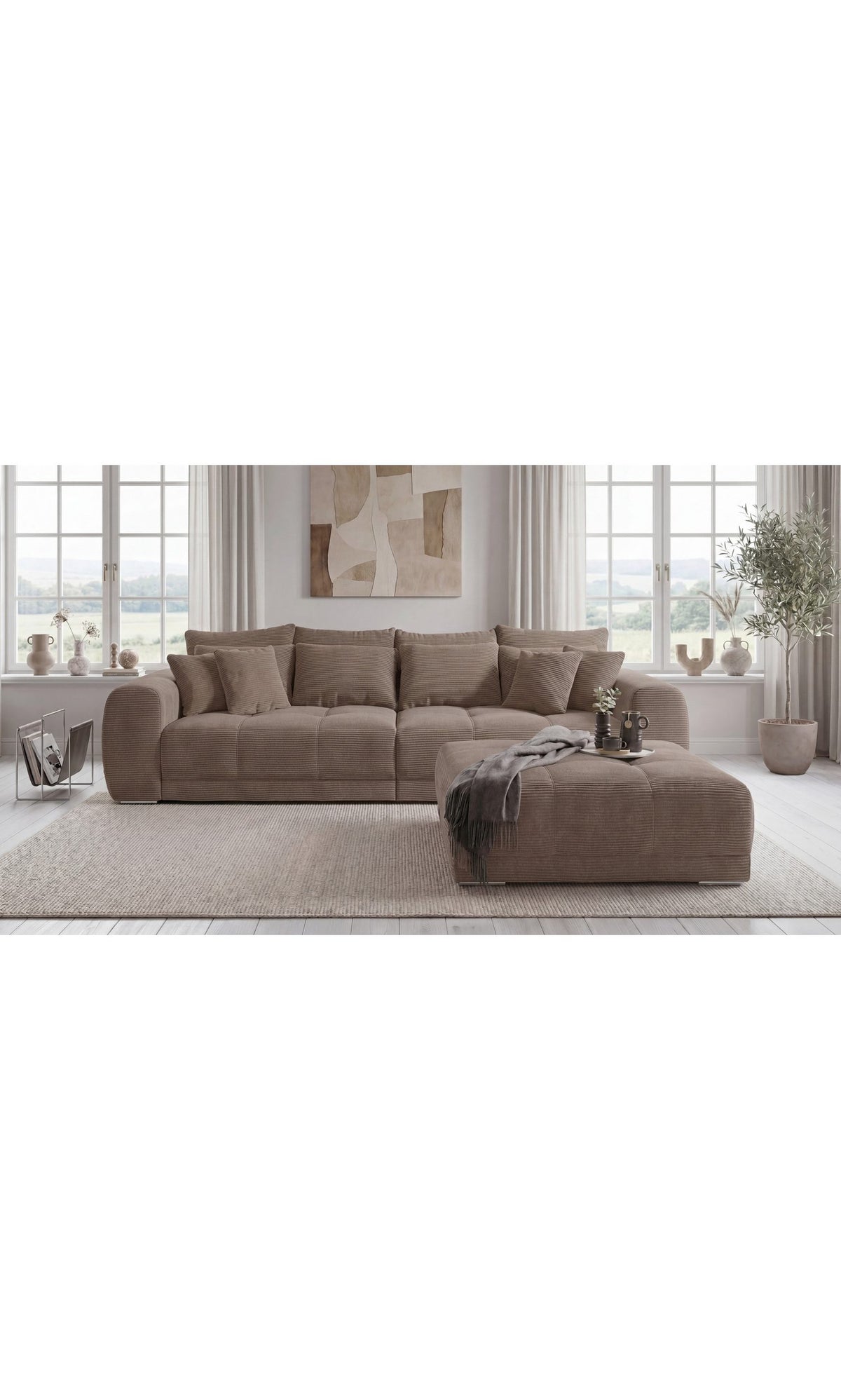 Seitenansicht des Big Sofas mit gepolsterter Armlehne