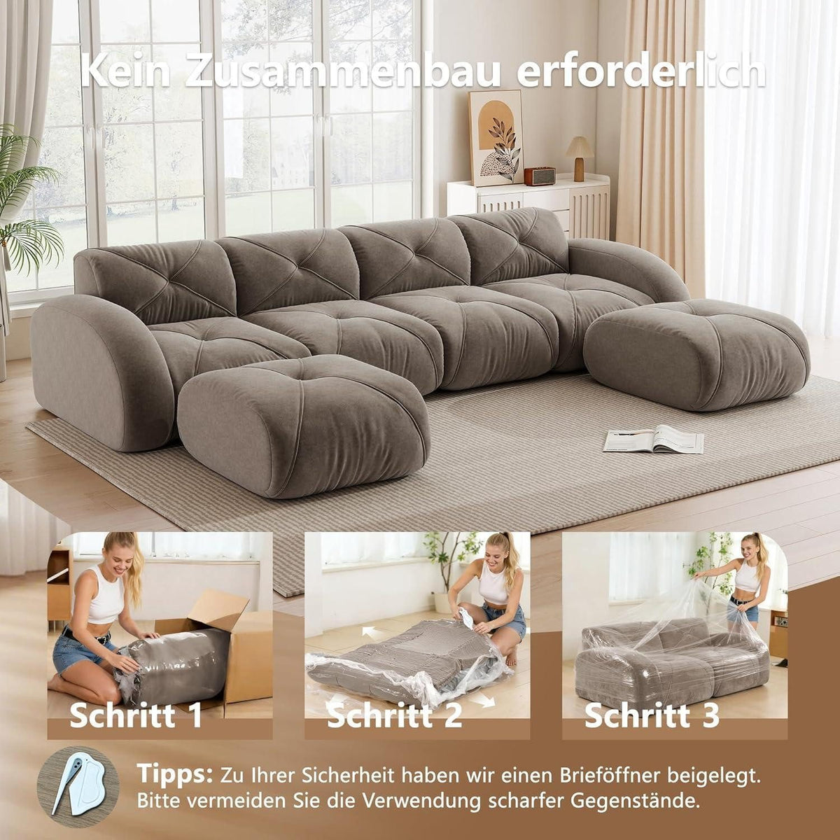Sitzfläche aus 32D Schaumstoff in Braun
