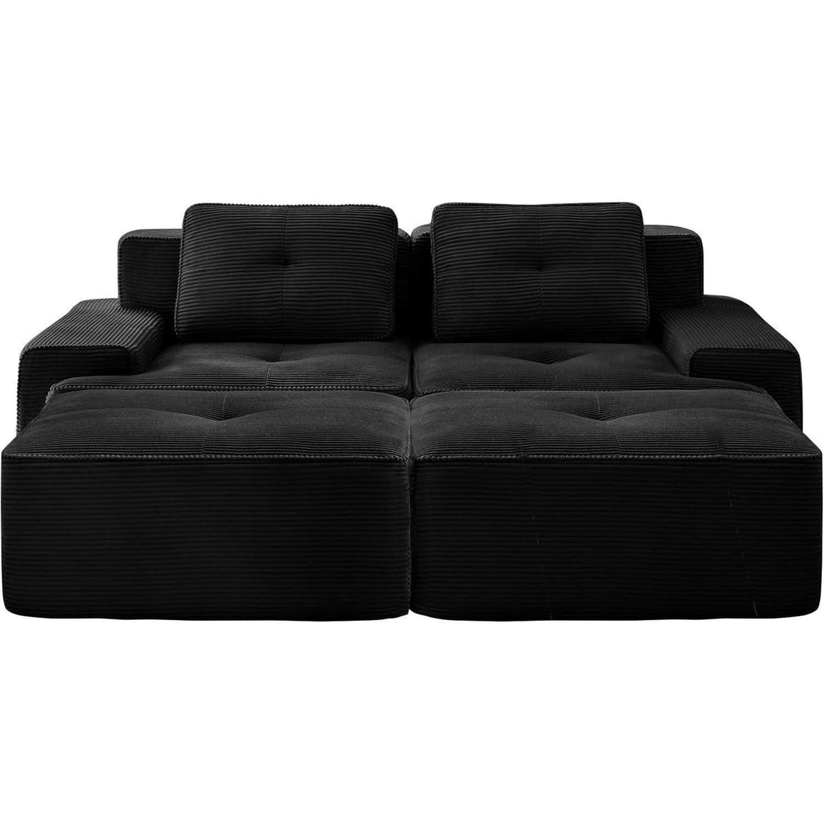 Extrabreite Armlehne des schwarzen Cord Ecksofas