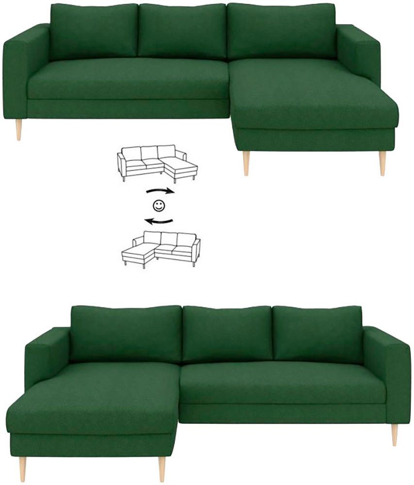 Seitenansicht des Cord Ecksofas AMAZING mit Recamiere
