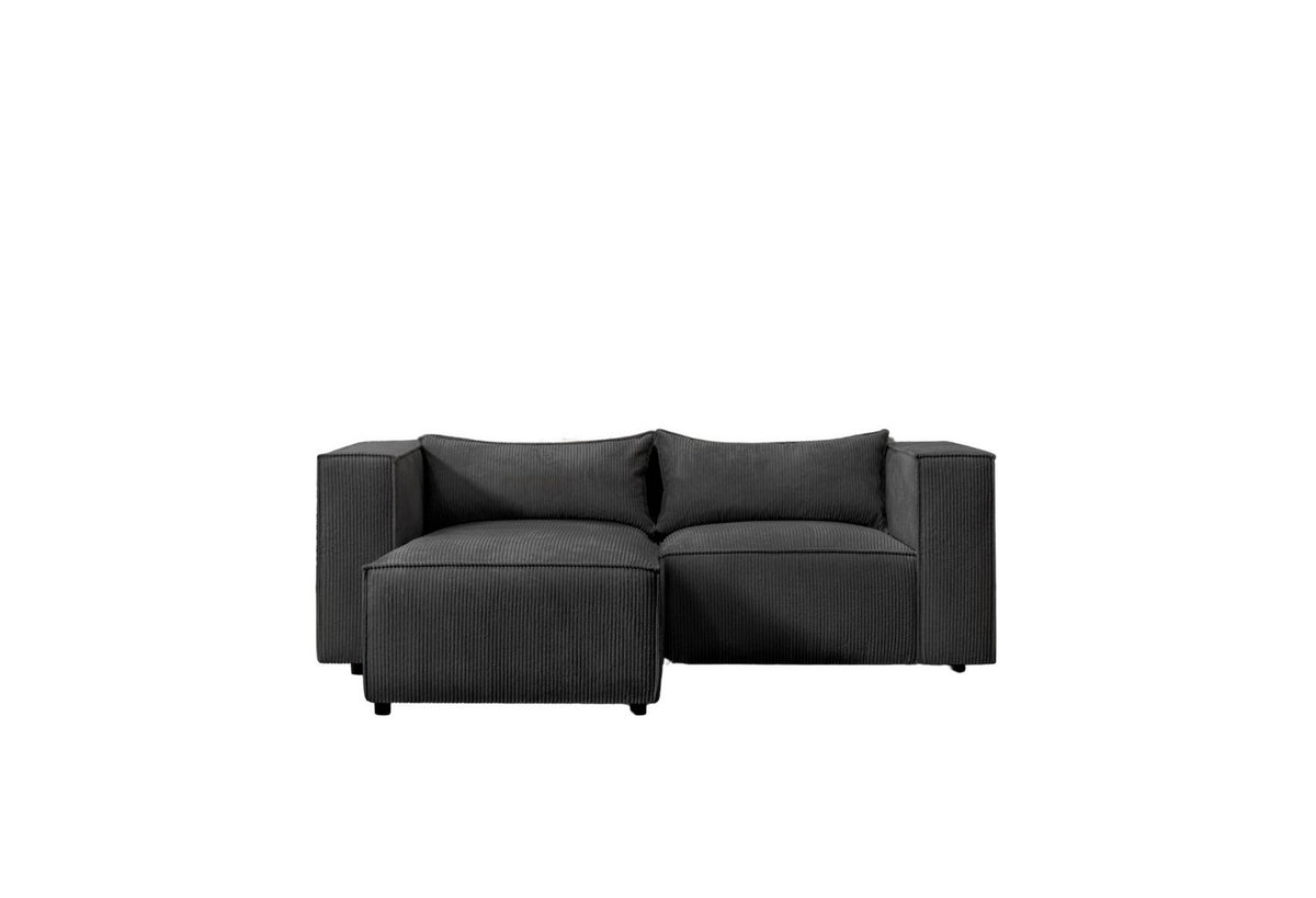 Cord Ecksofa MODULO in Schwarz Gesamtansicht
