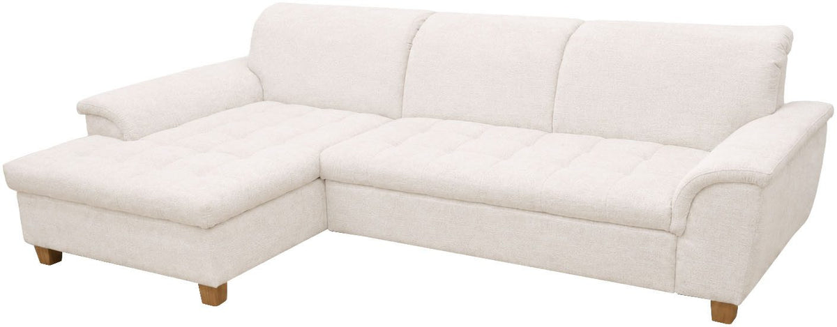 Seitenansicht des Ecksofas EGGERY mit Holzfuessen