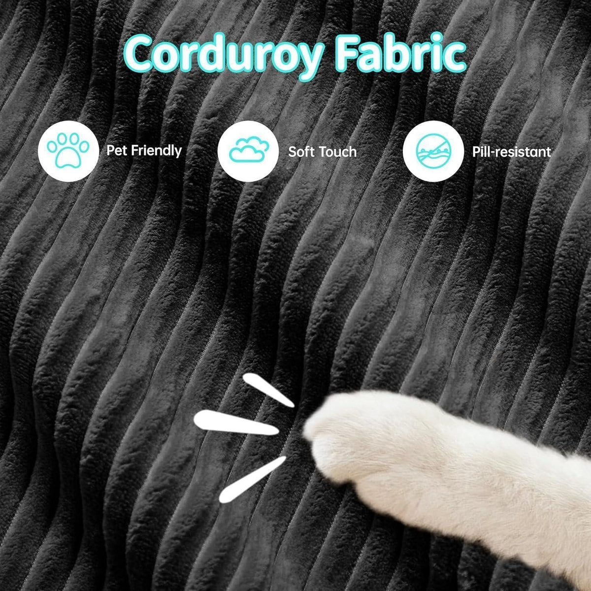 Modulare Cord Wohnlandschaft in Schwarz im Wohnraum gestellt