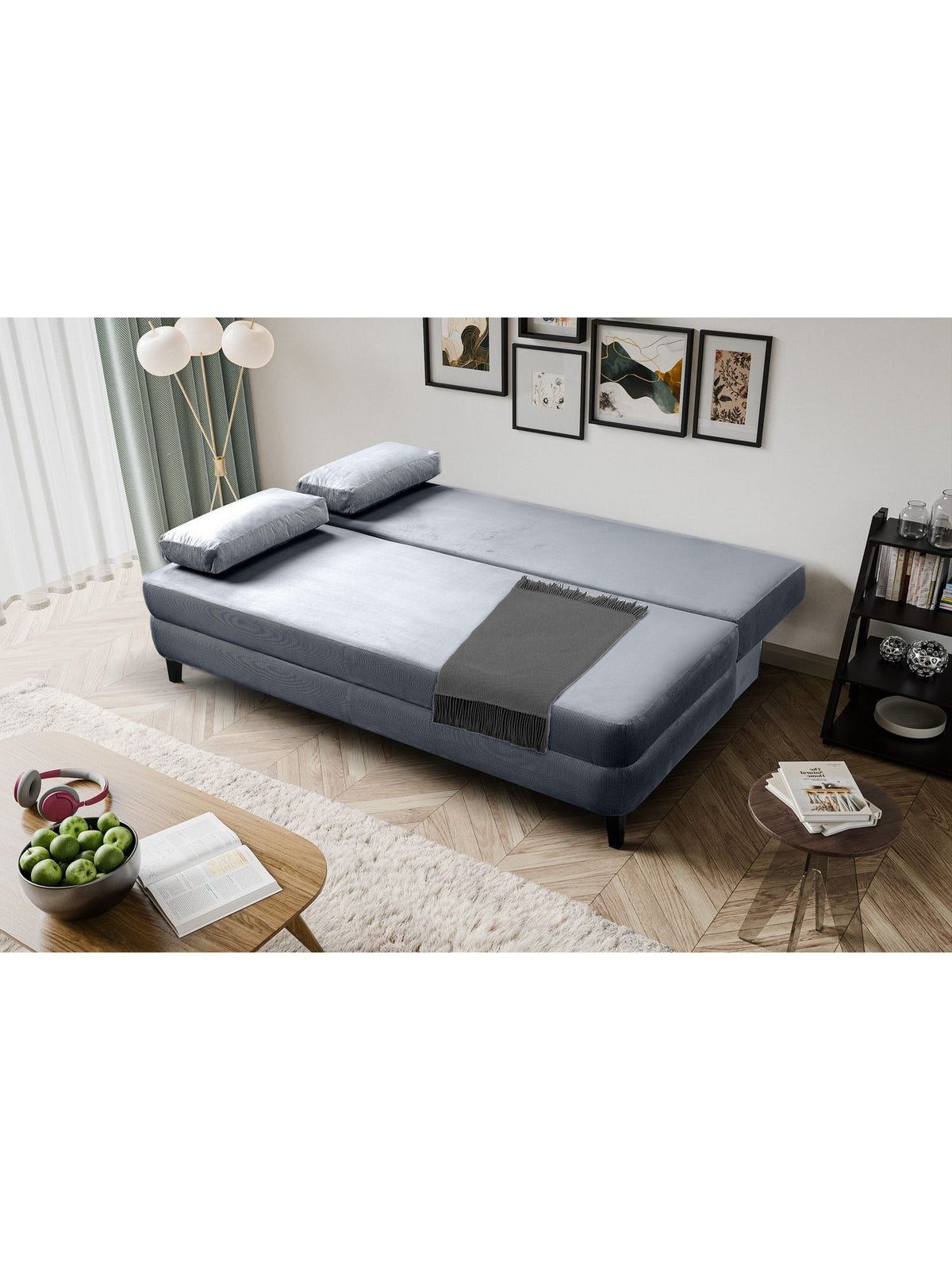 Ausgeklappte Liegeflaeche des Schlafsofas SORTO