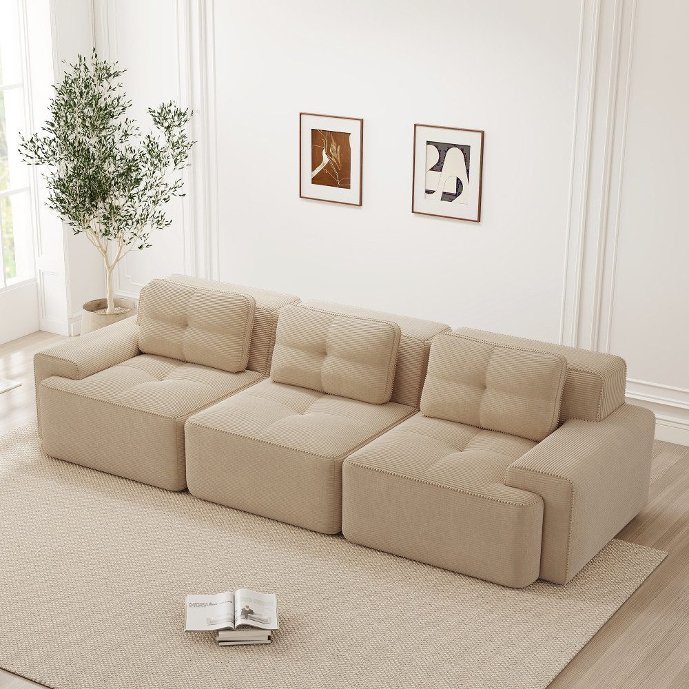 Tiefe Sitzfläche des BBWL Cord Ecksofas