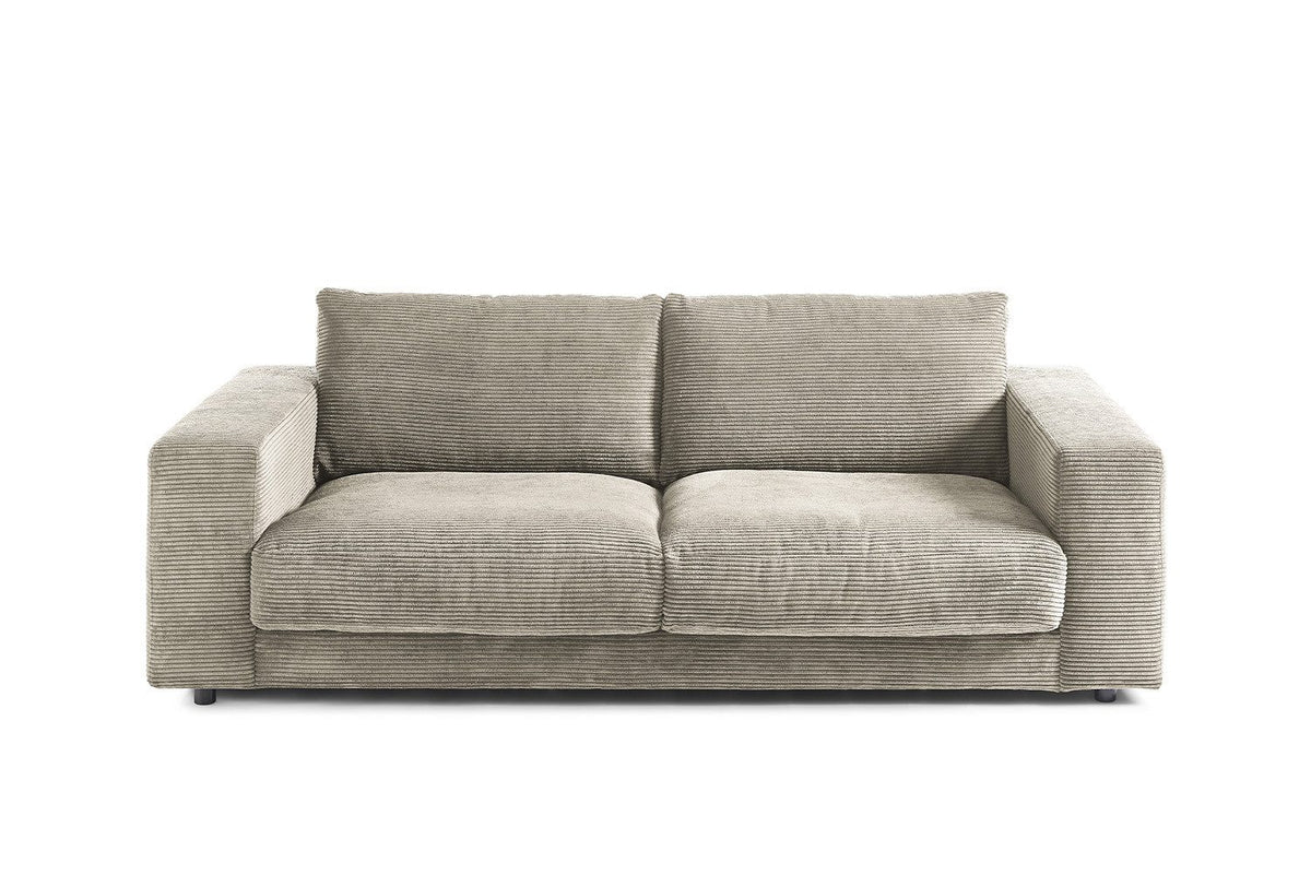 Steingrauer Cordbezug des Sofas MADELINE im Detail