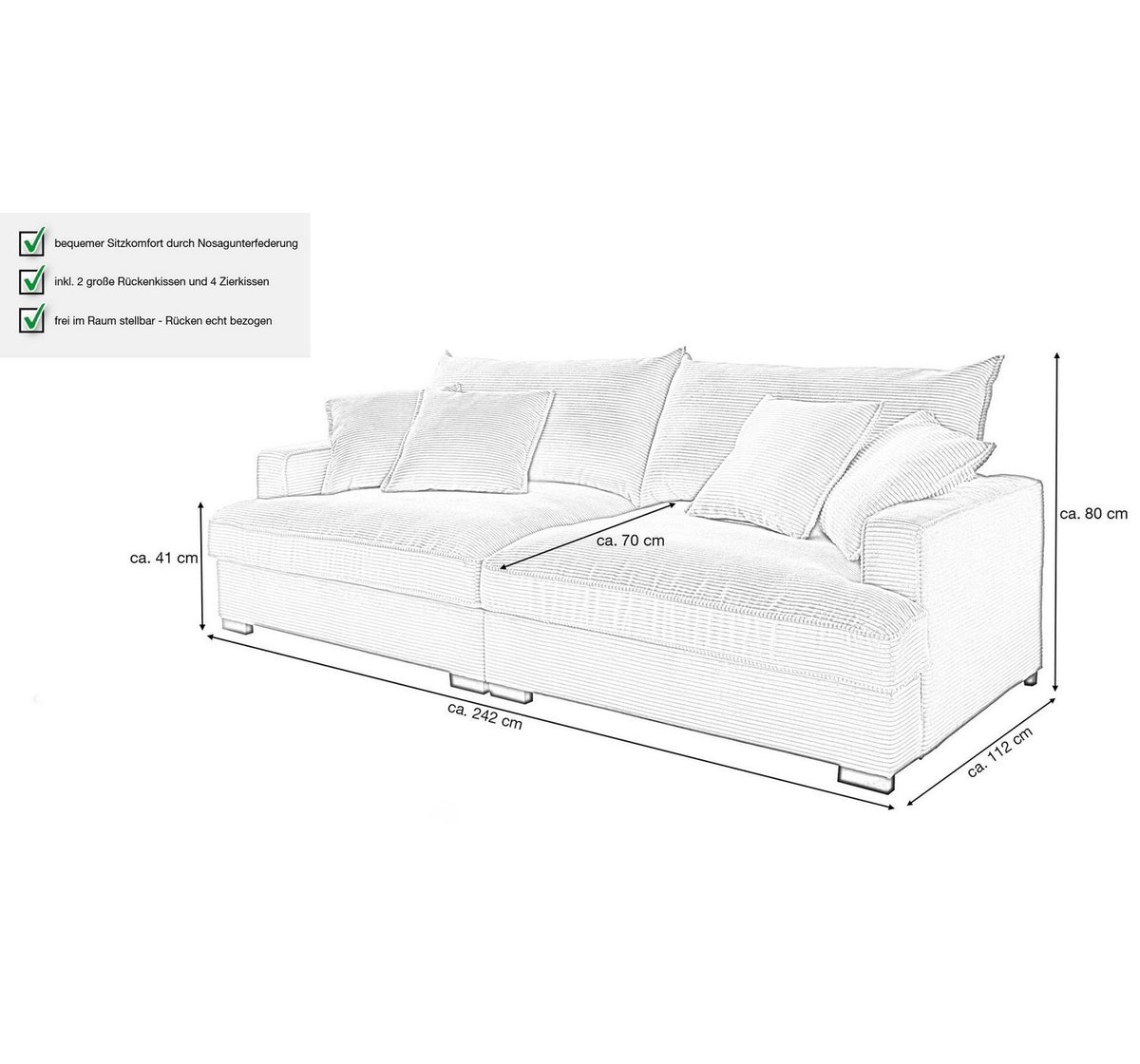 Big Sofa TRIBECCA Detailansicht der Sitzfläche