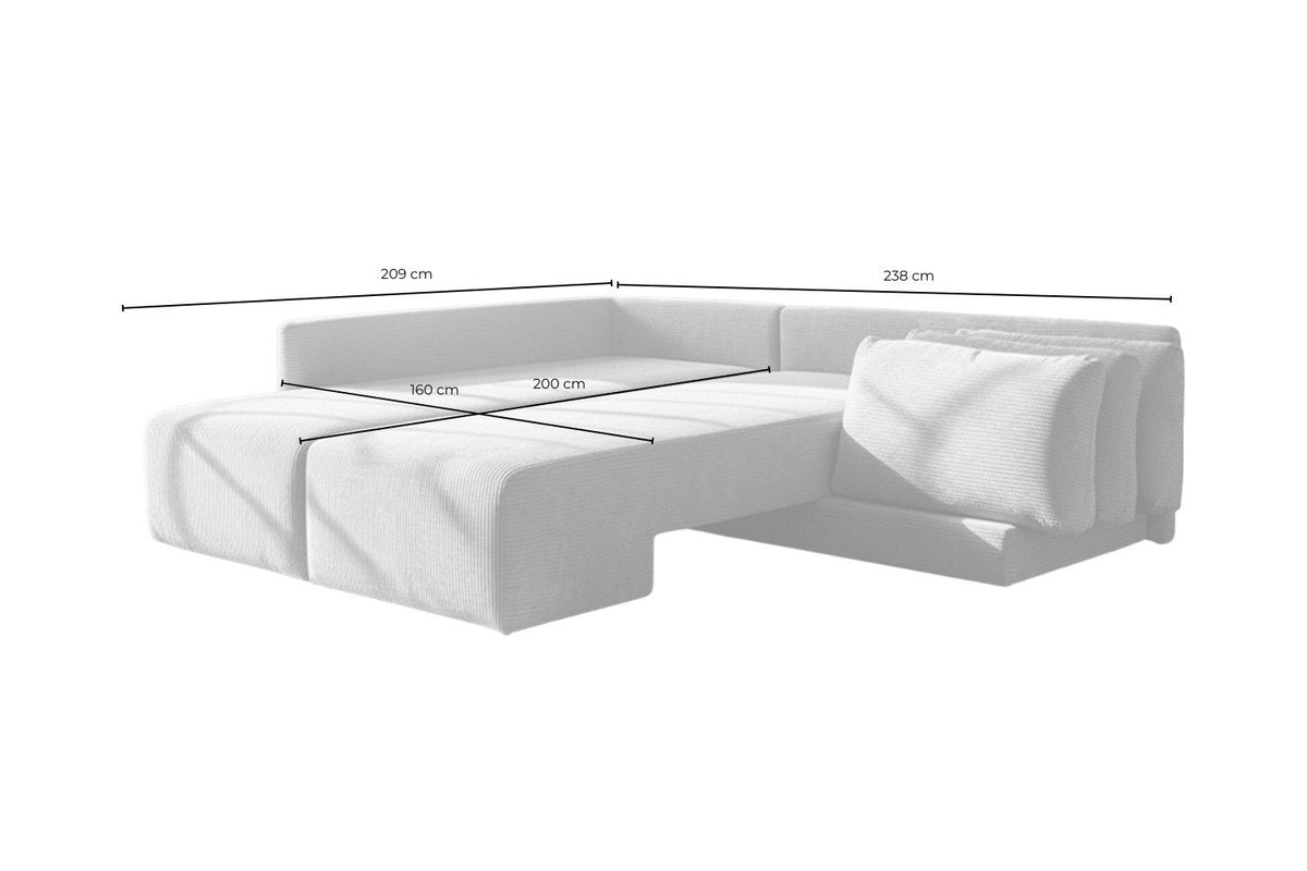 Cord Ecksofa SADIRA im Wohnzimmer aufgestellt