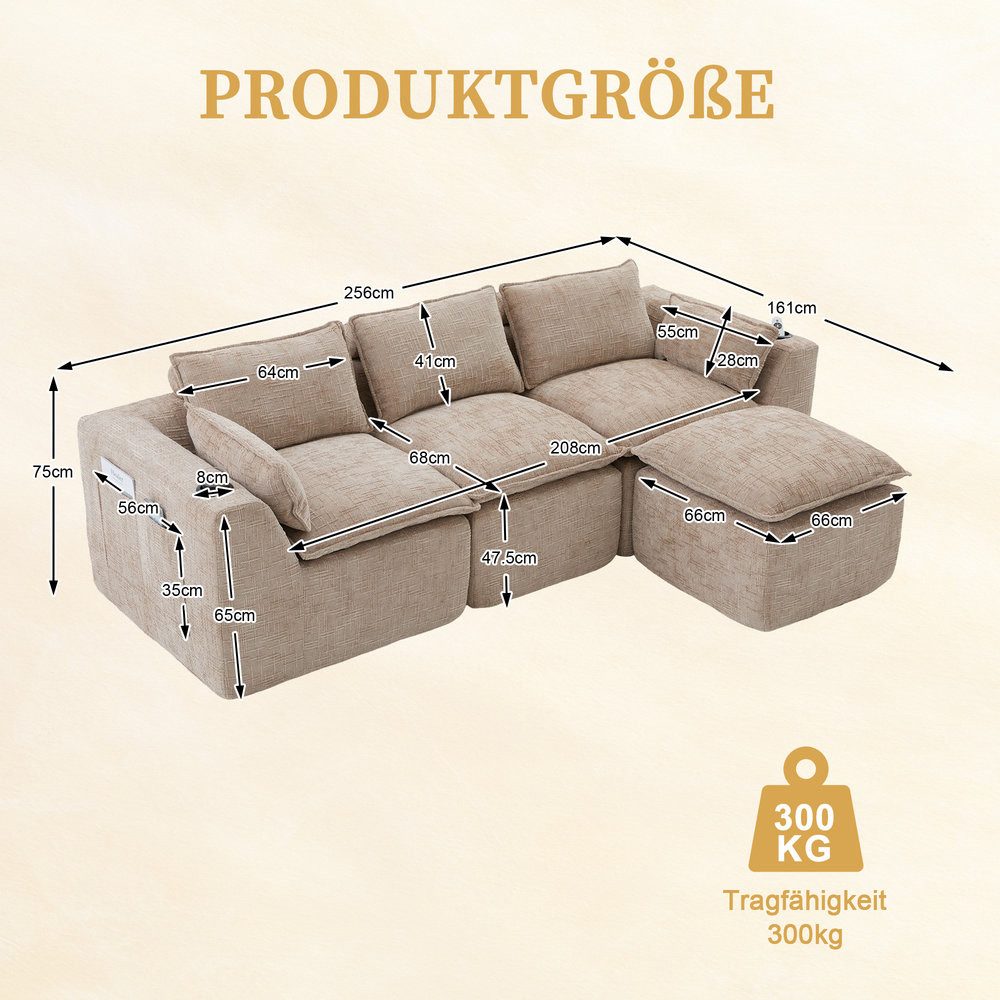 Ecksofa ODIKALO mit Fußhocker im Wohnzimmer