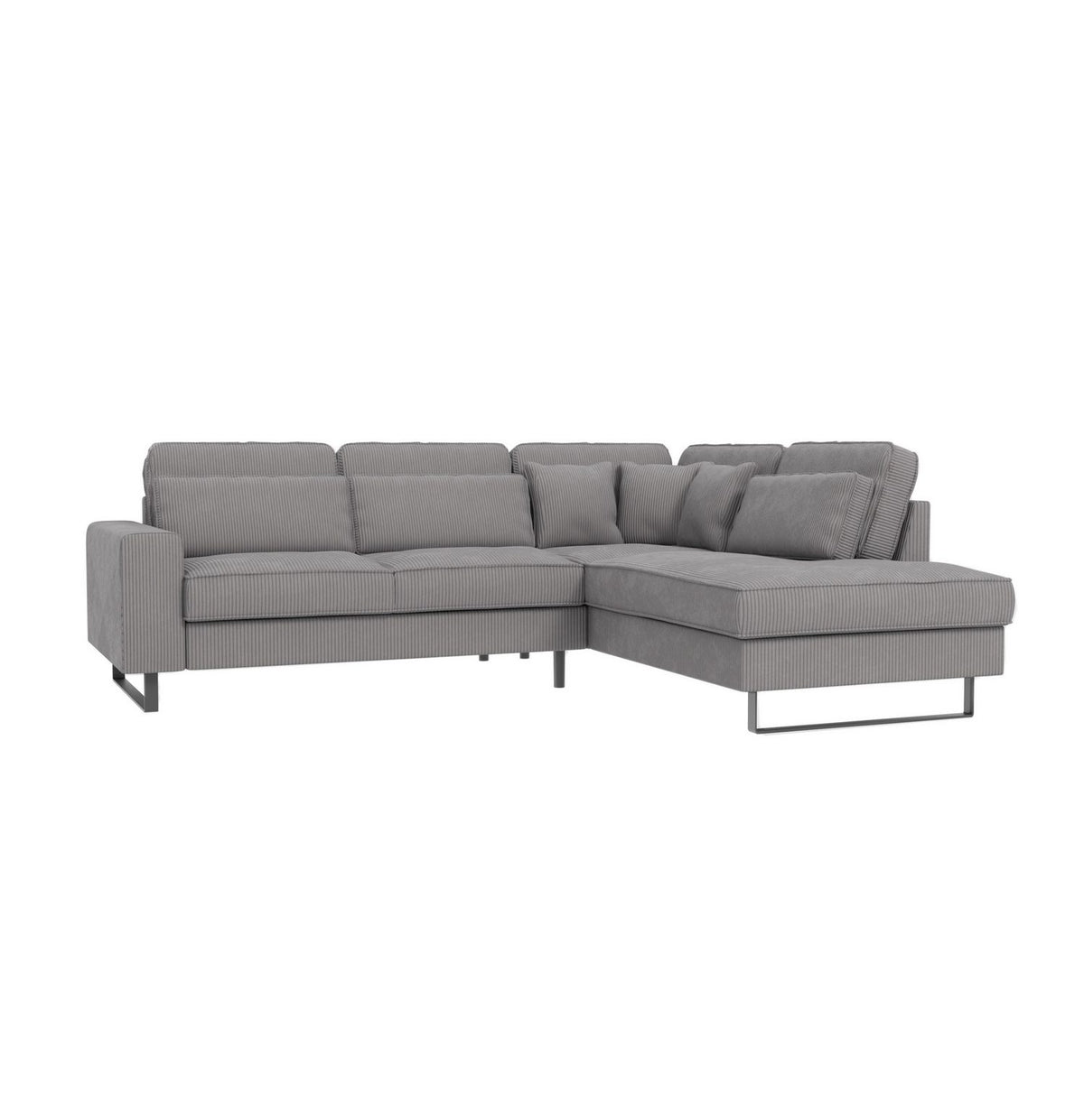 Cord Ecksofa TIDE in Hellgrau von vorne