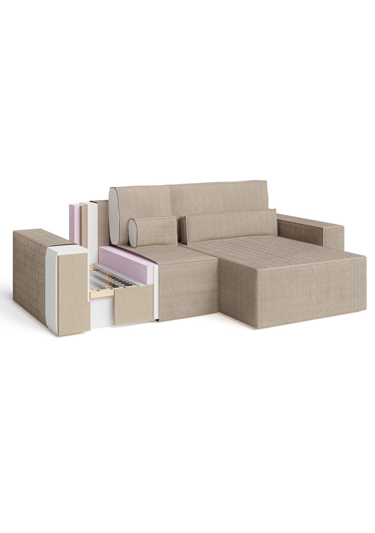 Ecksofa STELLA mit ausgeklappter Liegeflaeche 240 x 130 cm