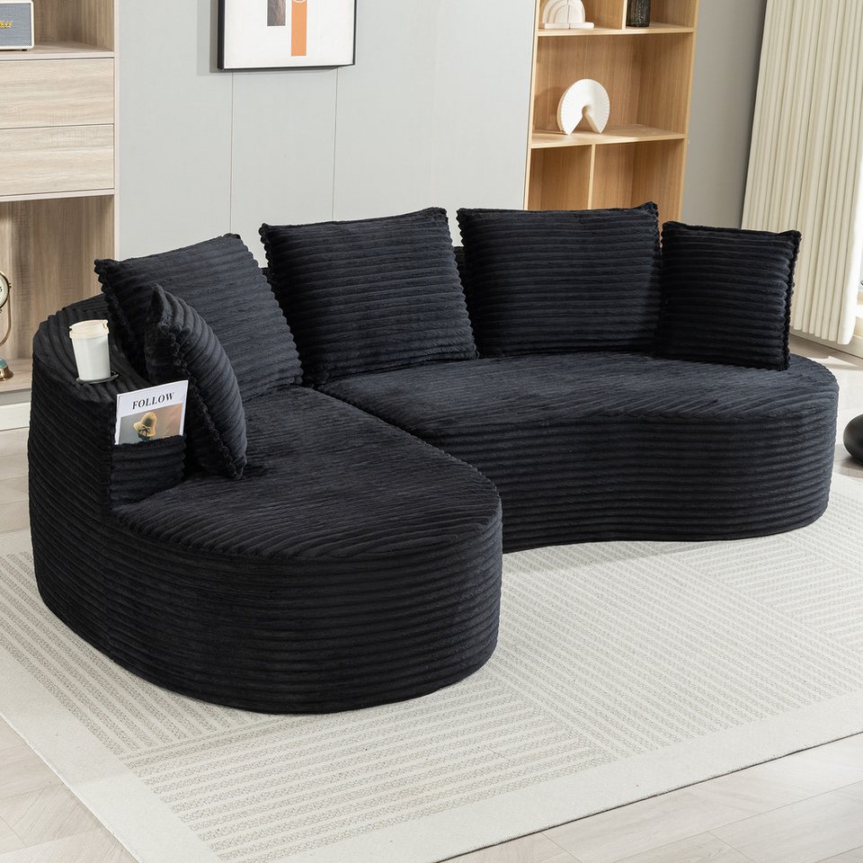 Cord Sofa BOGESOFA in Schwarz in Bogenform