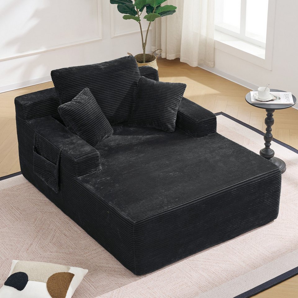 Kompaktes Cord Sofa CELYA in Schwarz