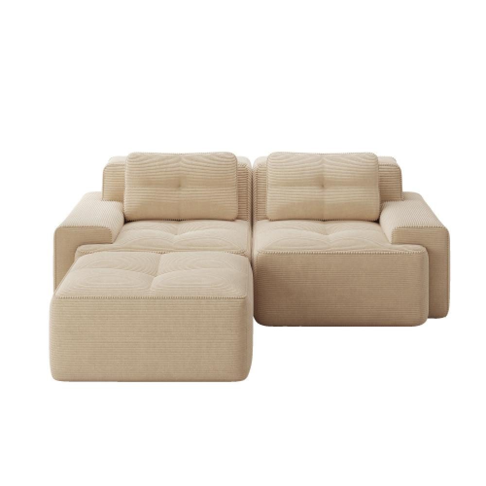 Cord Ecksofa CLOUD in Beige Gesamtansicht