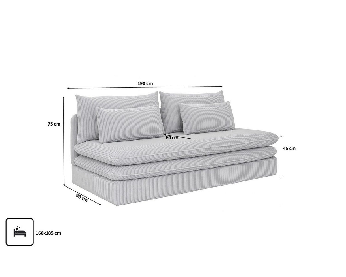 Detail des Rollenauszugs am Schlafsofa NELIA