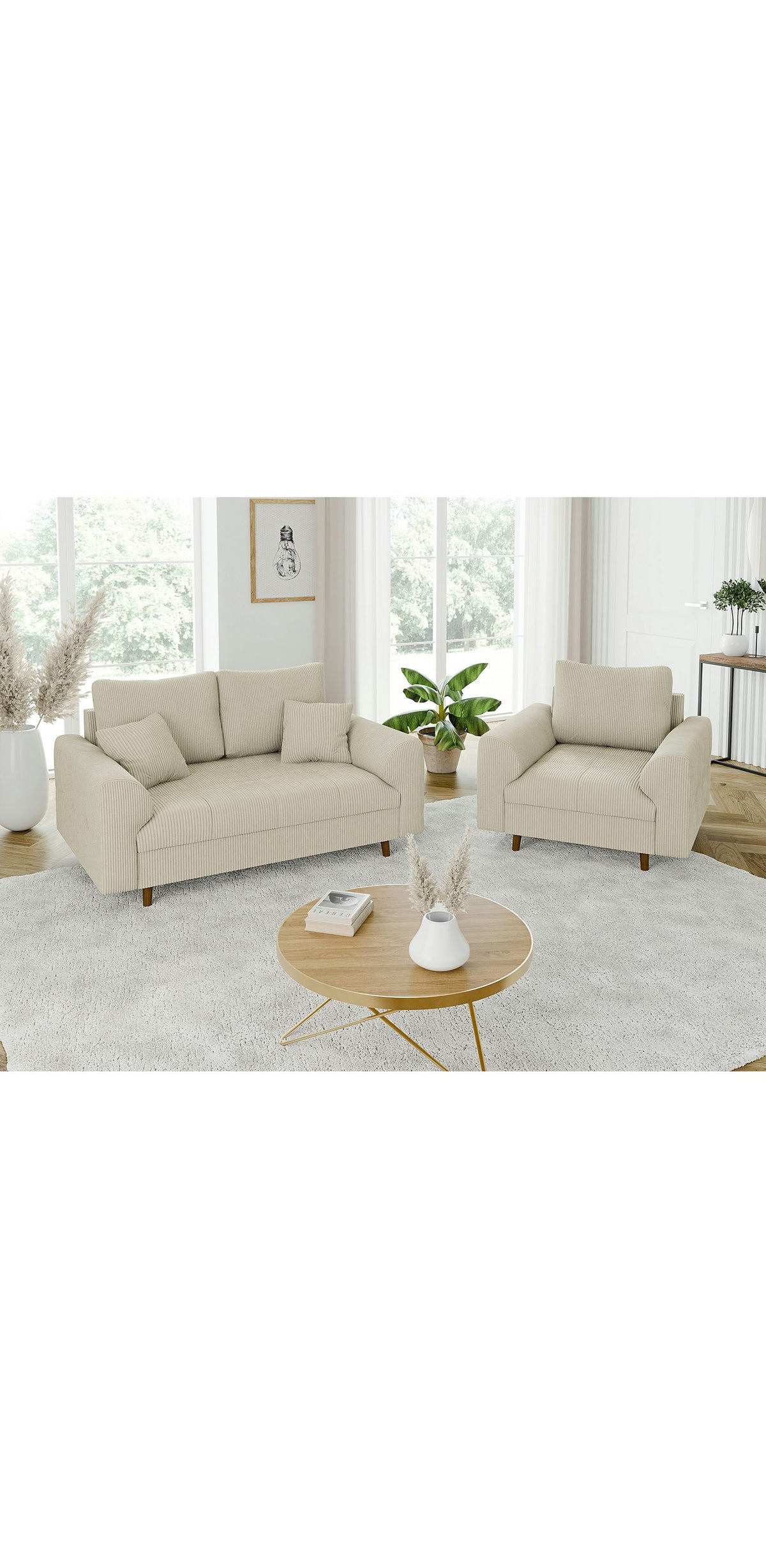 Cord Sofa ZARA im skandinavisch eingerichteten Wohnzimmer