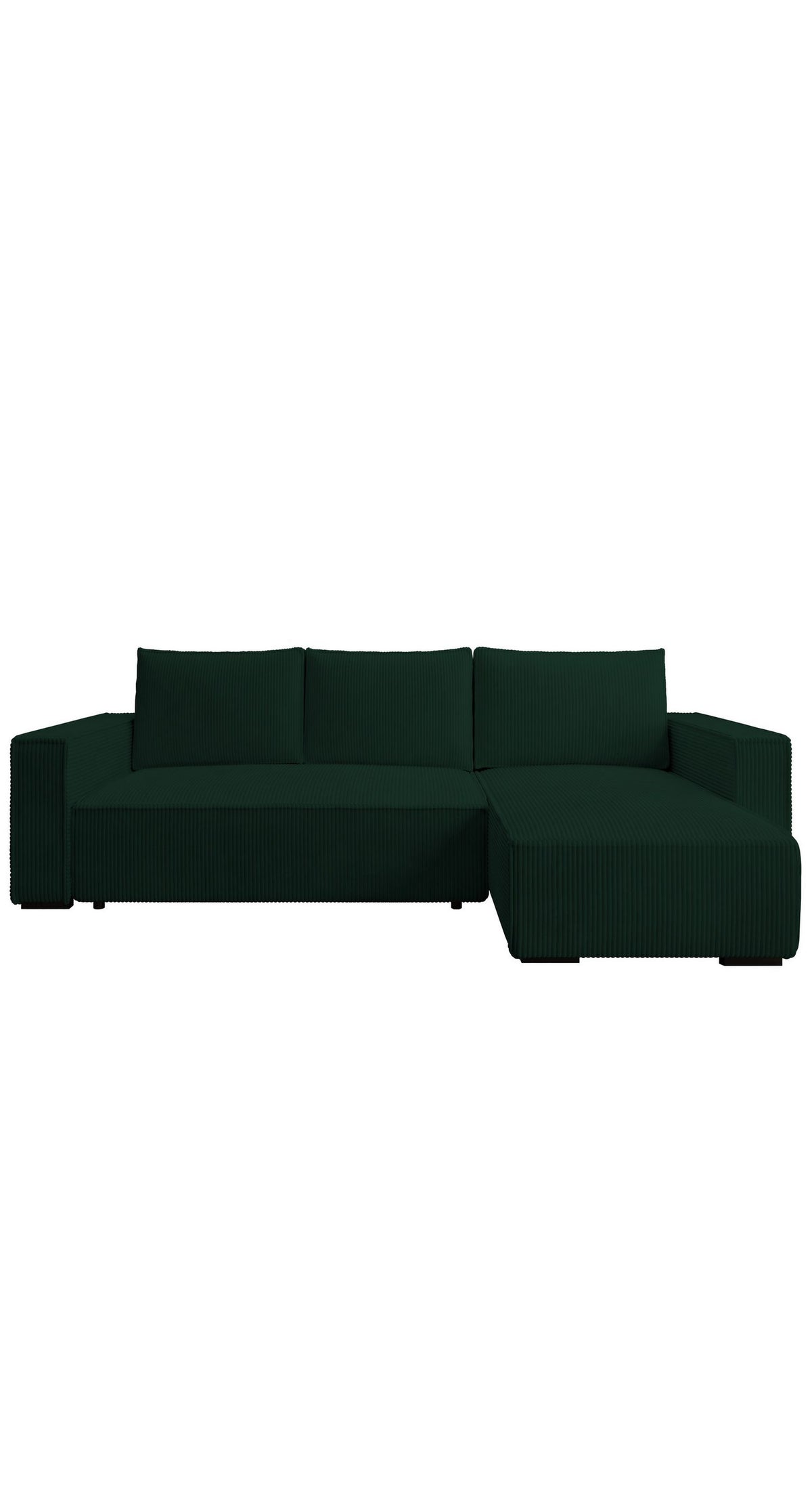 Cord Ecksofa LETTO Detailaufnahme des grünen Cordstoffs
