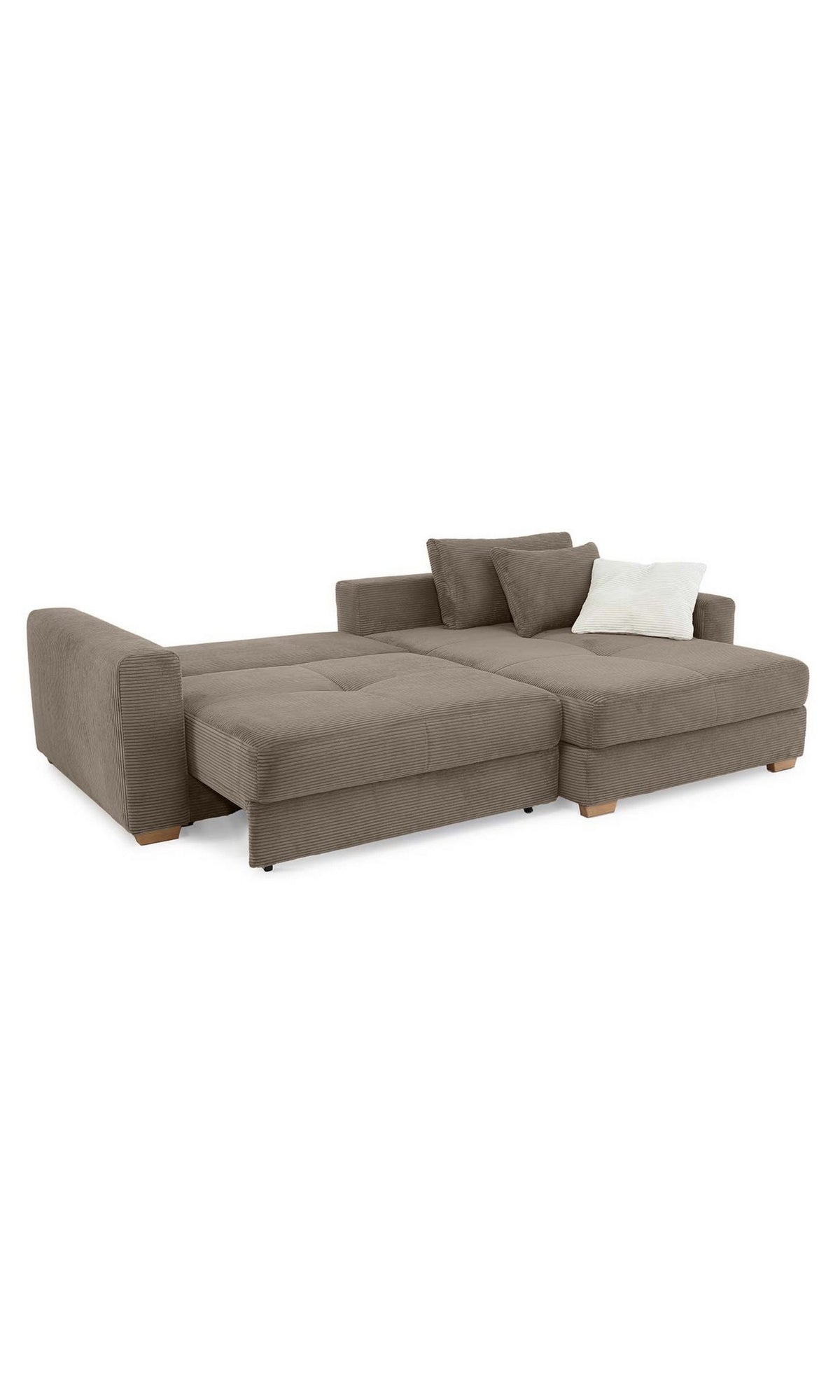 Cord Ecksofa 15155 in Braun Taupe von vorne