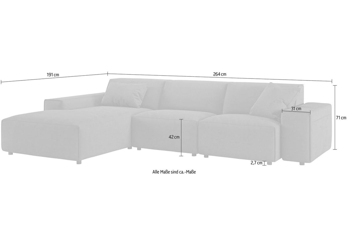 Cord Ecksofa GLIMMINGE seitliche Ansicht