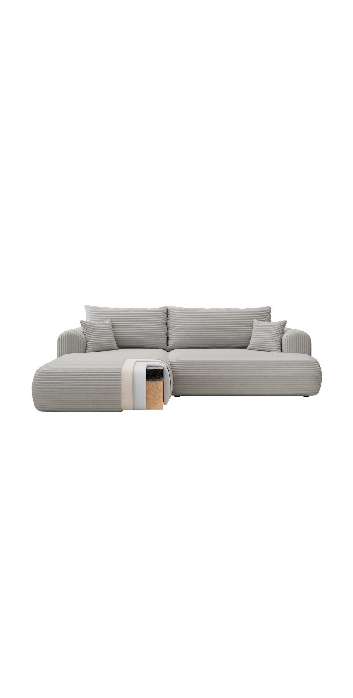 Geöffneter Bettkasten des Ecksofas