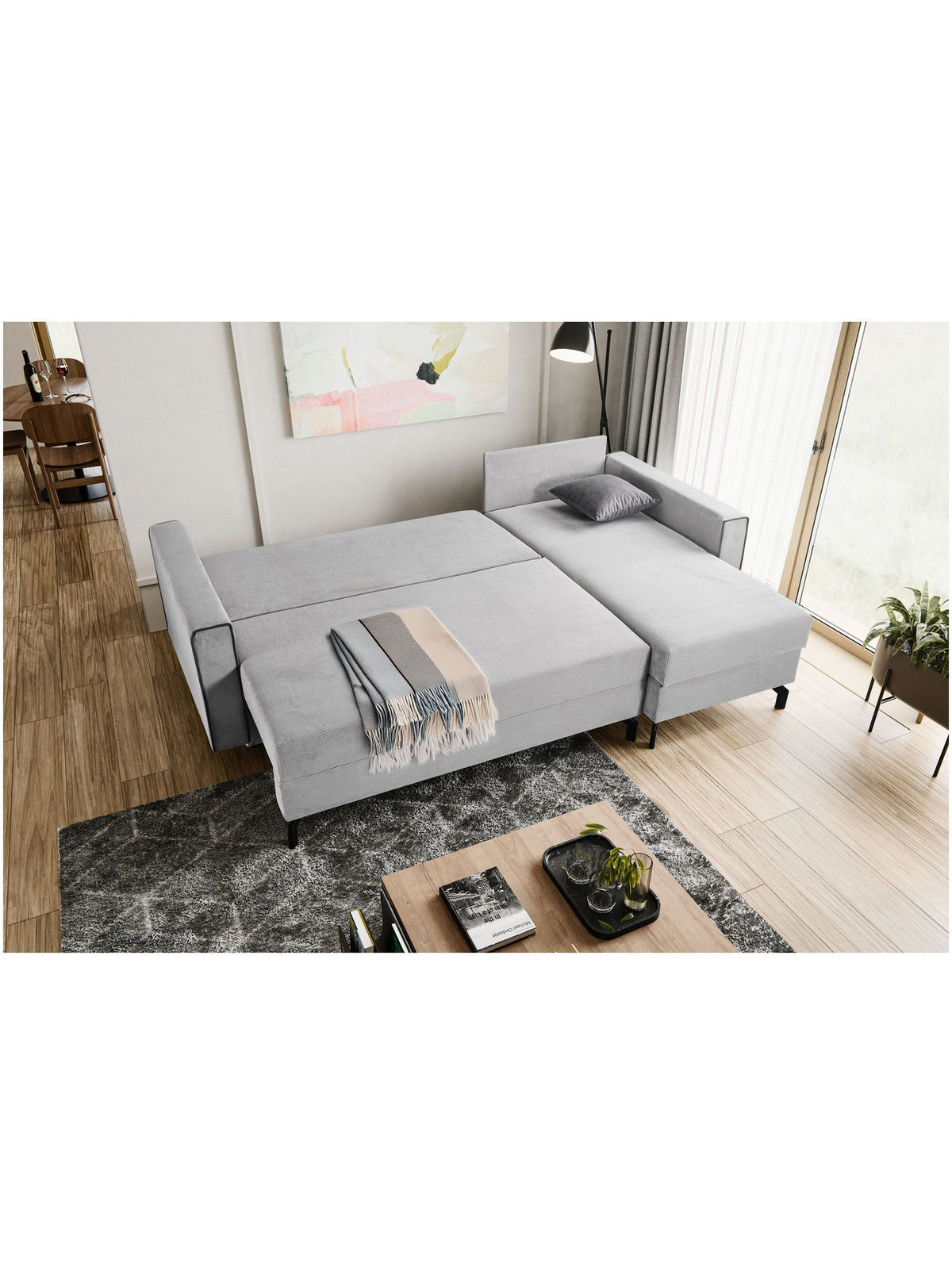 Cord Ecksofa MARTI in Hellgrau Ansicht 7