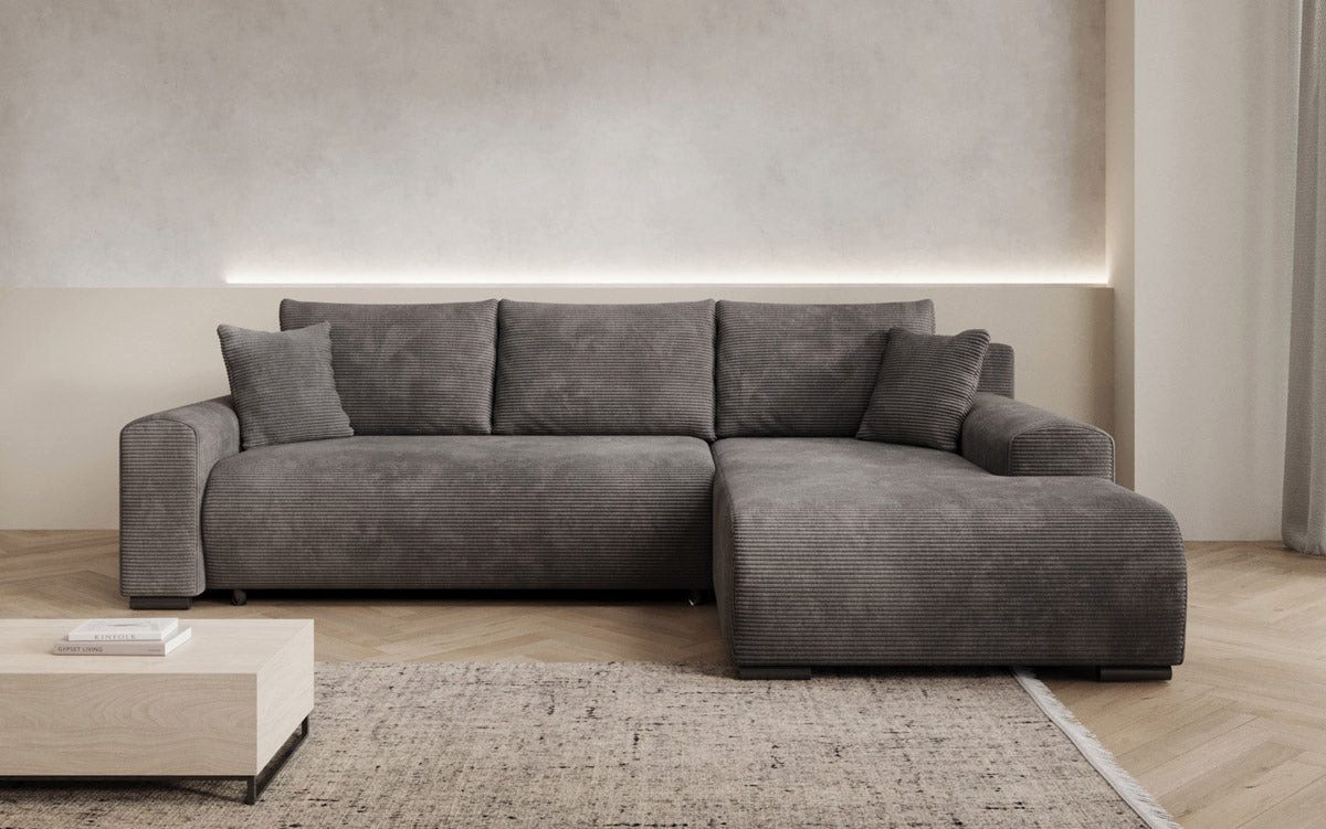 Cord Schlafsofa HANNA in Grau seitliche Ansicht