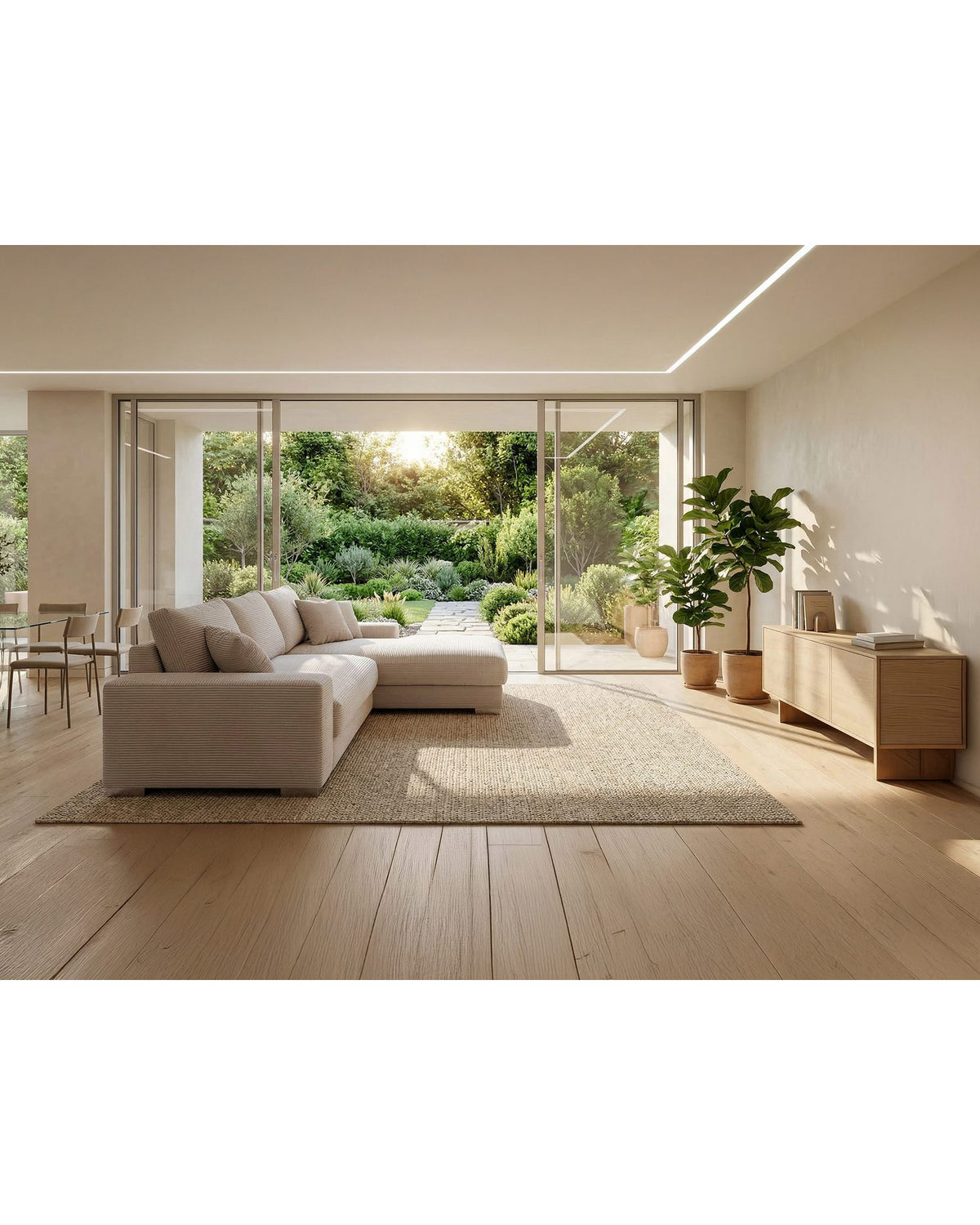 Cord Ecksofa SYDNEY frei im Raum gestellt