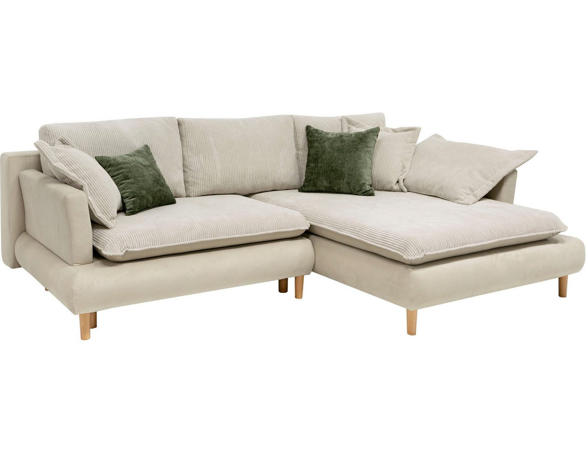 Cord Ecksofa MANDELA in Beige von vorne
