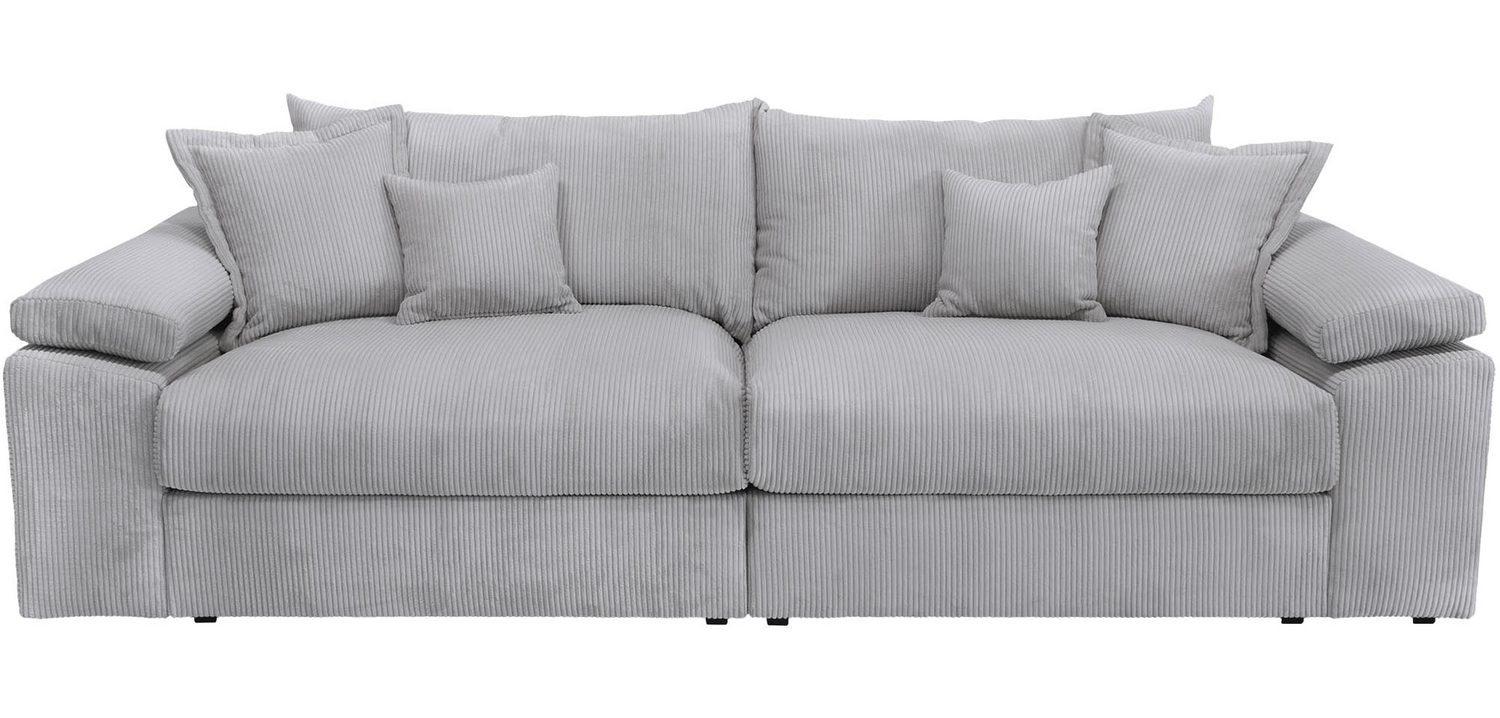 Big Sofa aus Cord in Grau in der Gesamtansicht